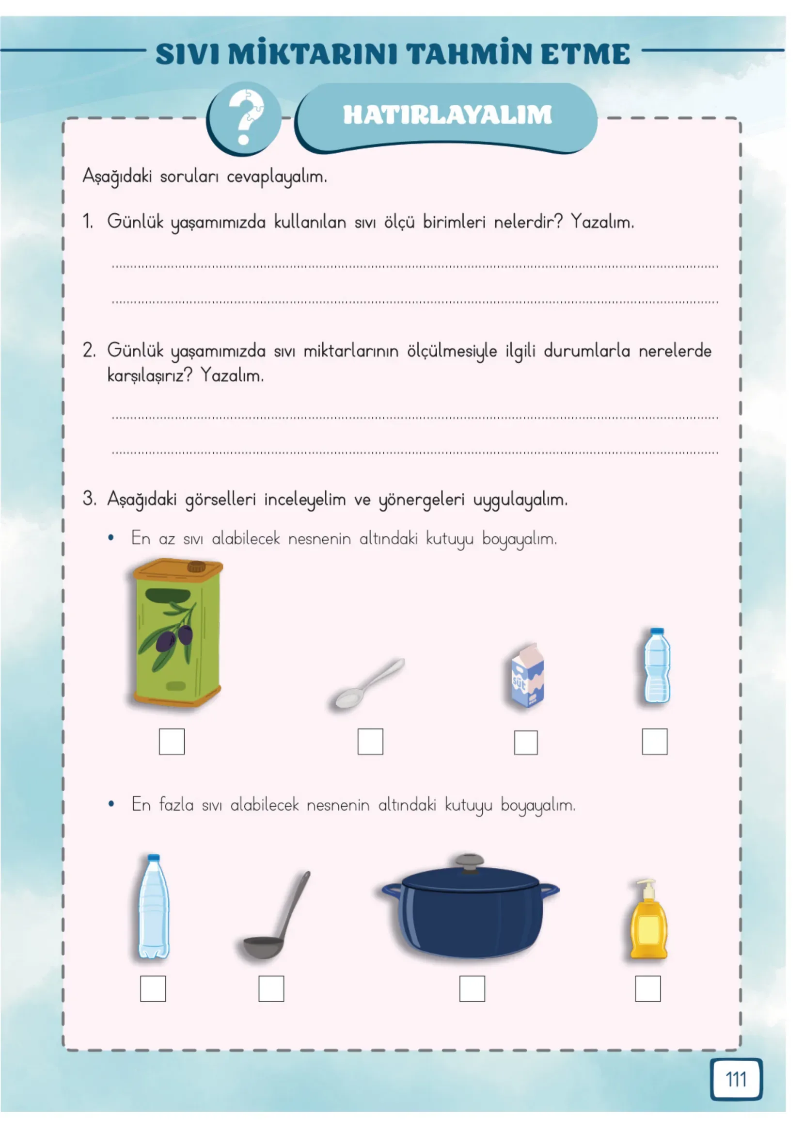 3. Sınıf Matematik Ders Kitabı Cevapları Meb Yayınları 2. Kitap Sayfa 111