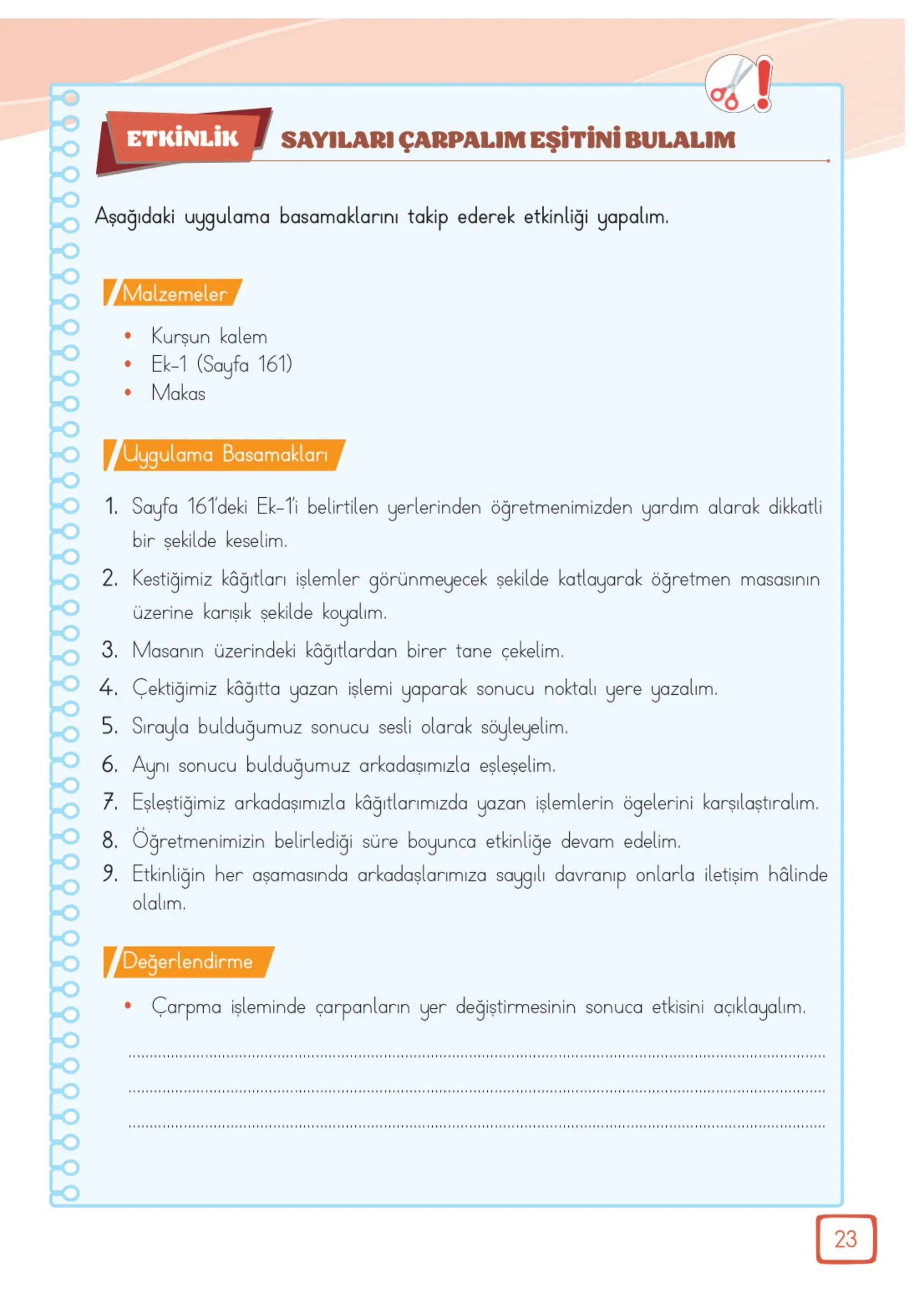 3. Sınıf Matematik Ders Kitabı Cevapları Meb Yayınları 2. Kitap Sayfa 23