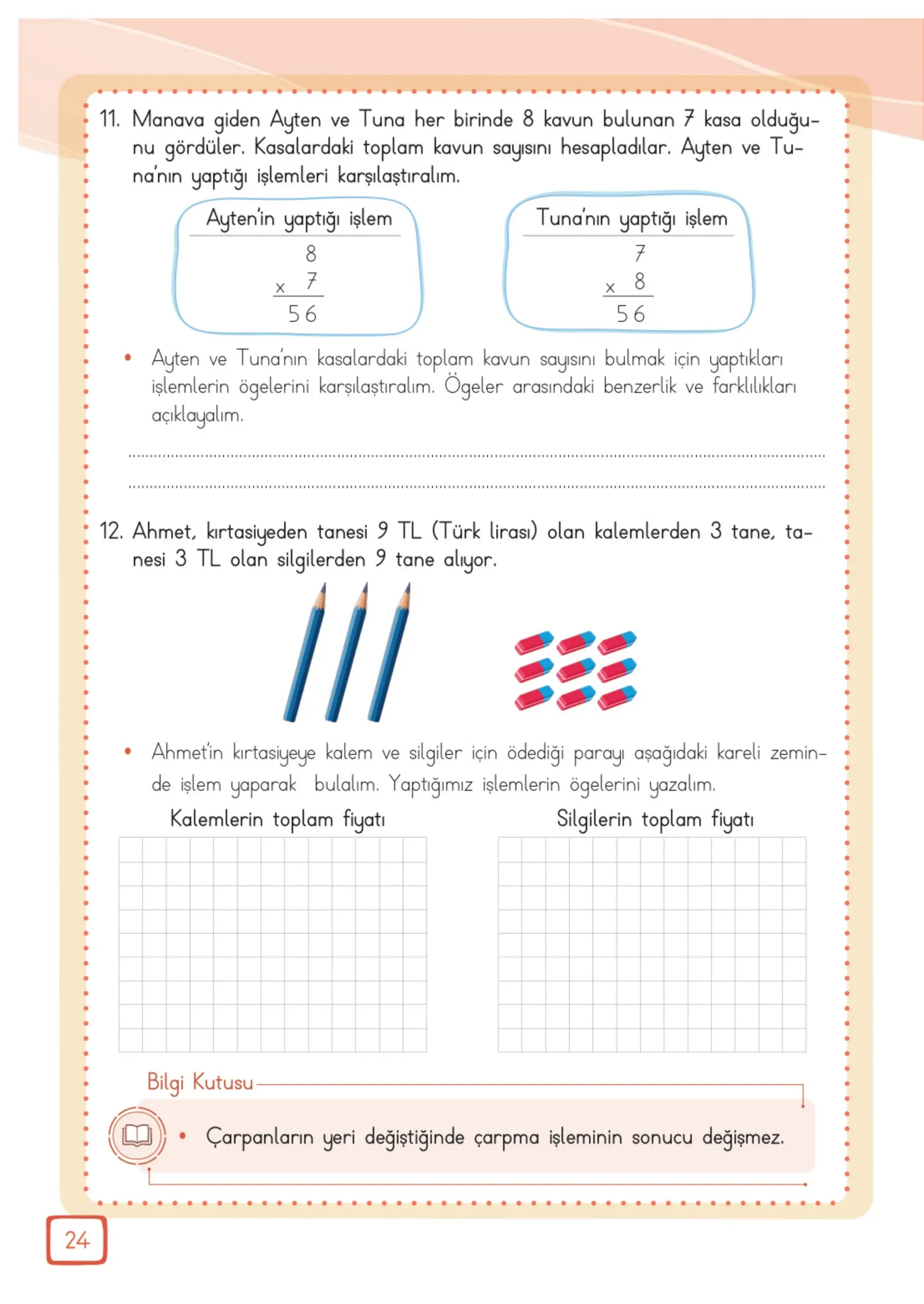 3. Sınıf Matematik Ders Kitabı Cevapları Meb Yayınları 2. Kitap Sayfa 24