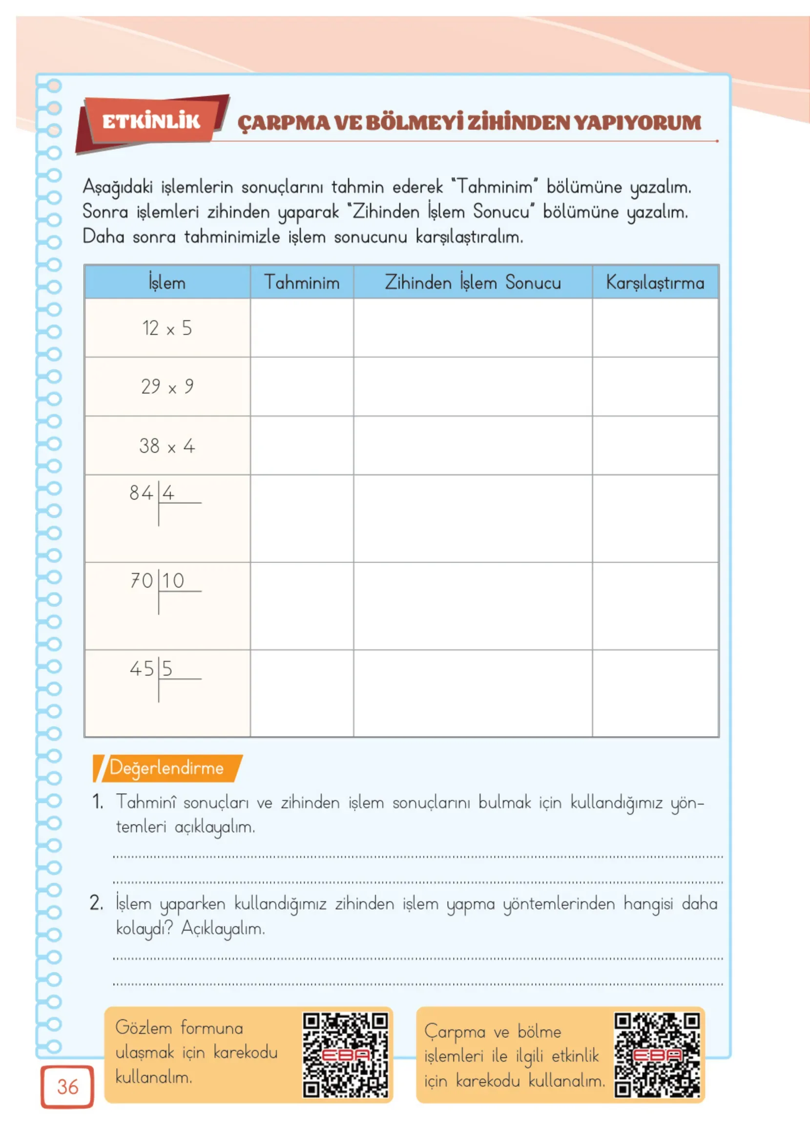 3. Sınıf Matematik Ders Kitabı Cevapları Meb Yayınları 2. Kitap Sayfa 36