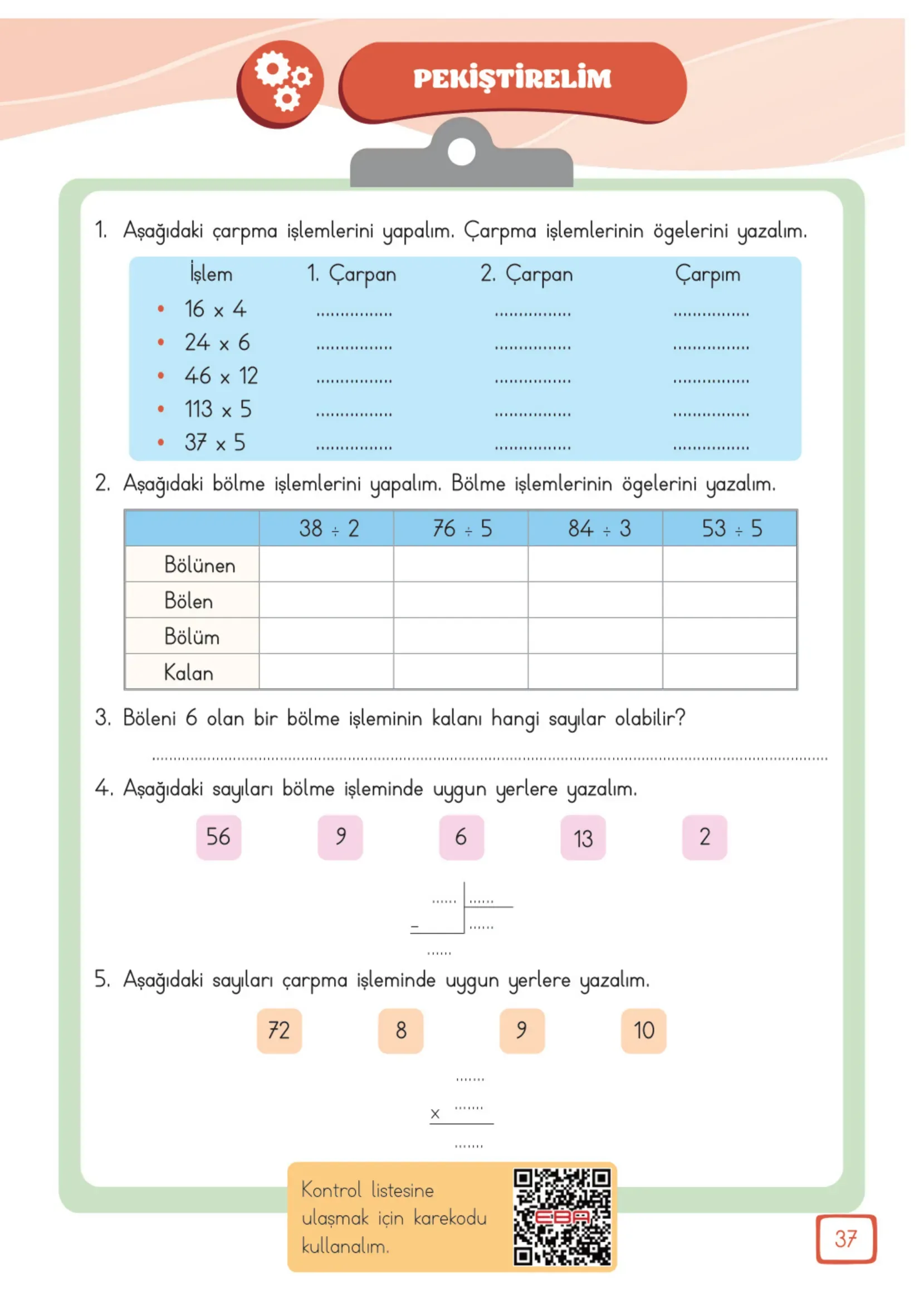 3. Sınıf Matematik Ders Kitabı Cevapları Meb Yayınları 2. Kitap Sayfa 37