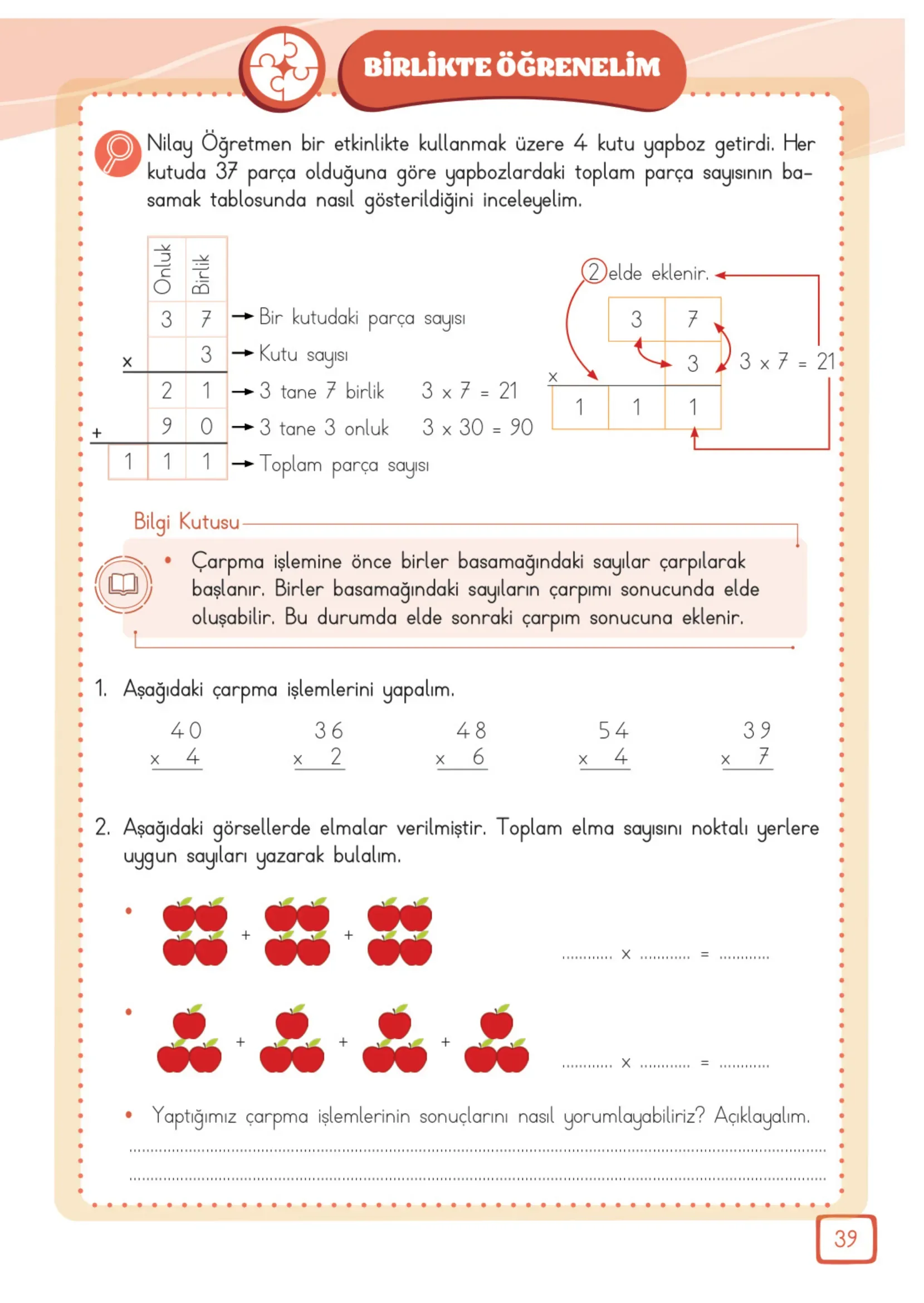 3. Sınıf Matematik Ders Kitabı Cevapları Meb Yayınları 2. Kitap Sayfa 39