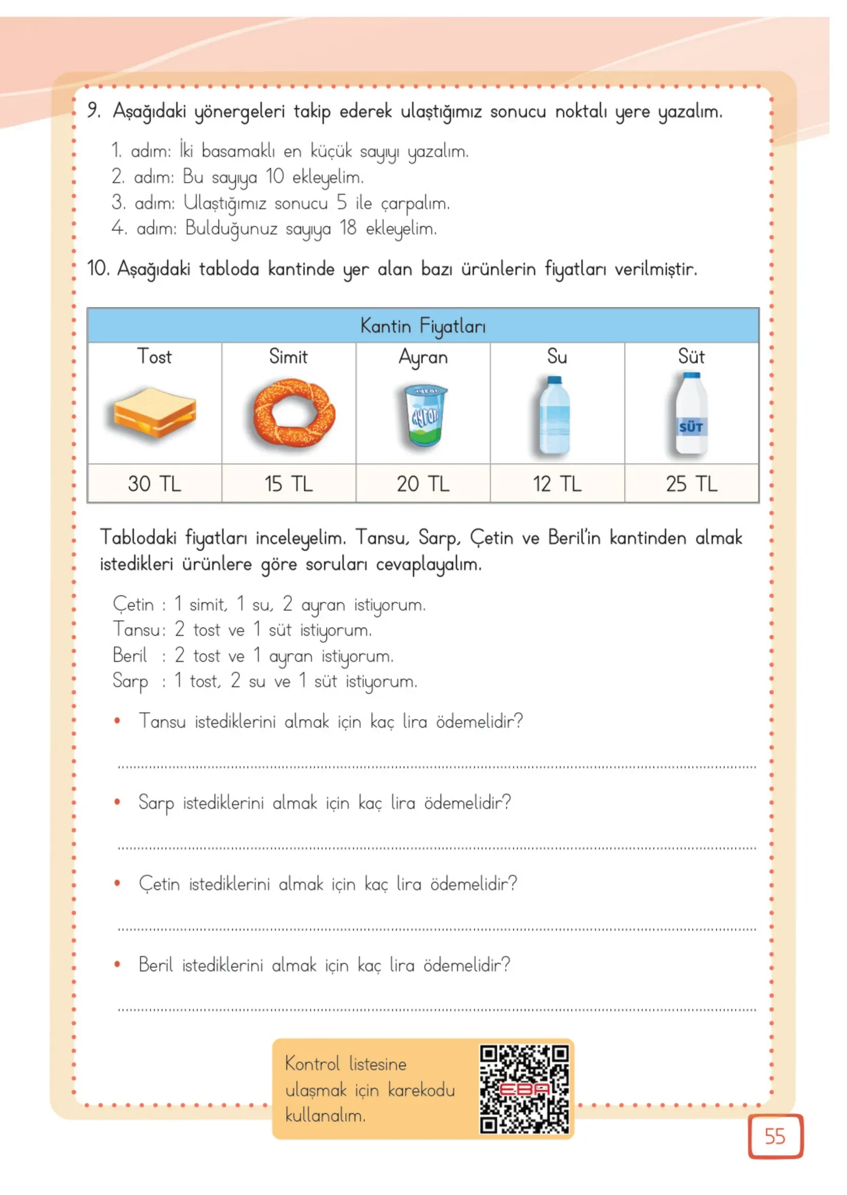 3. Sınıf Matematik Ders Kitabı Cevapları Meb Yayınları 2. Kitap Sayfa 55