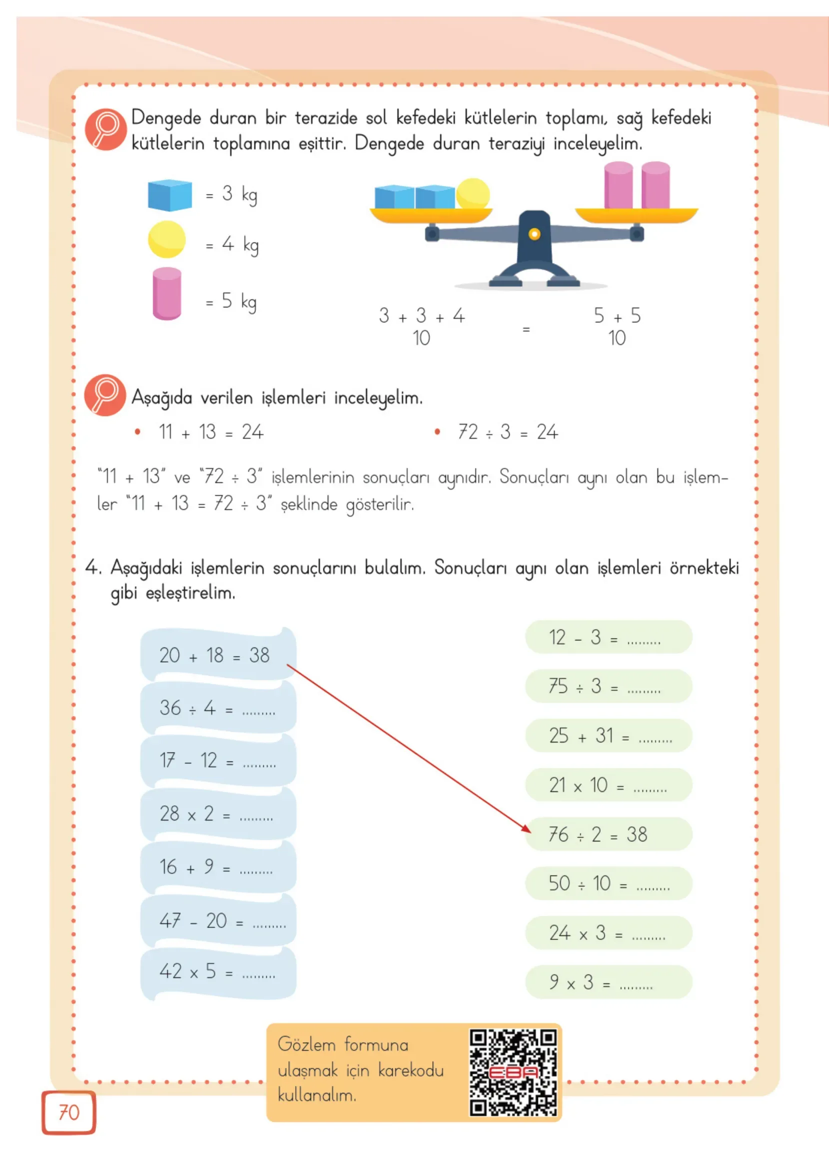 3. Sınıf Matematik Ders Kitabı Cevapları Meb Yayınları 2. Kitap Sayfa 70