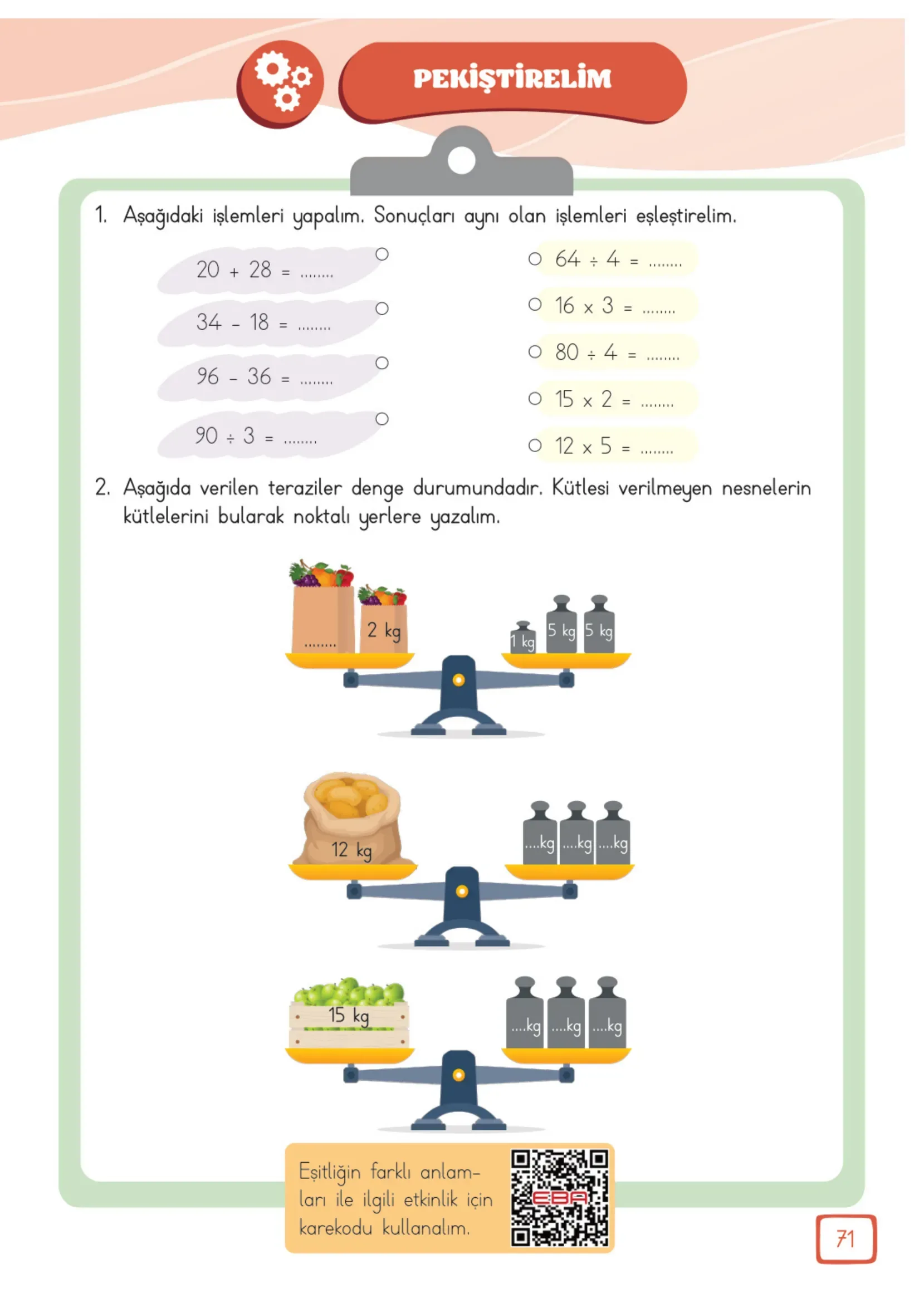 3. Sınıf Matematik Ders Kitabı Cevapları Meb Yayınları 2. Kitap Sayfa 71