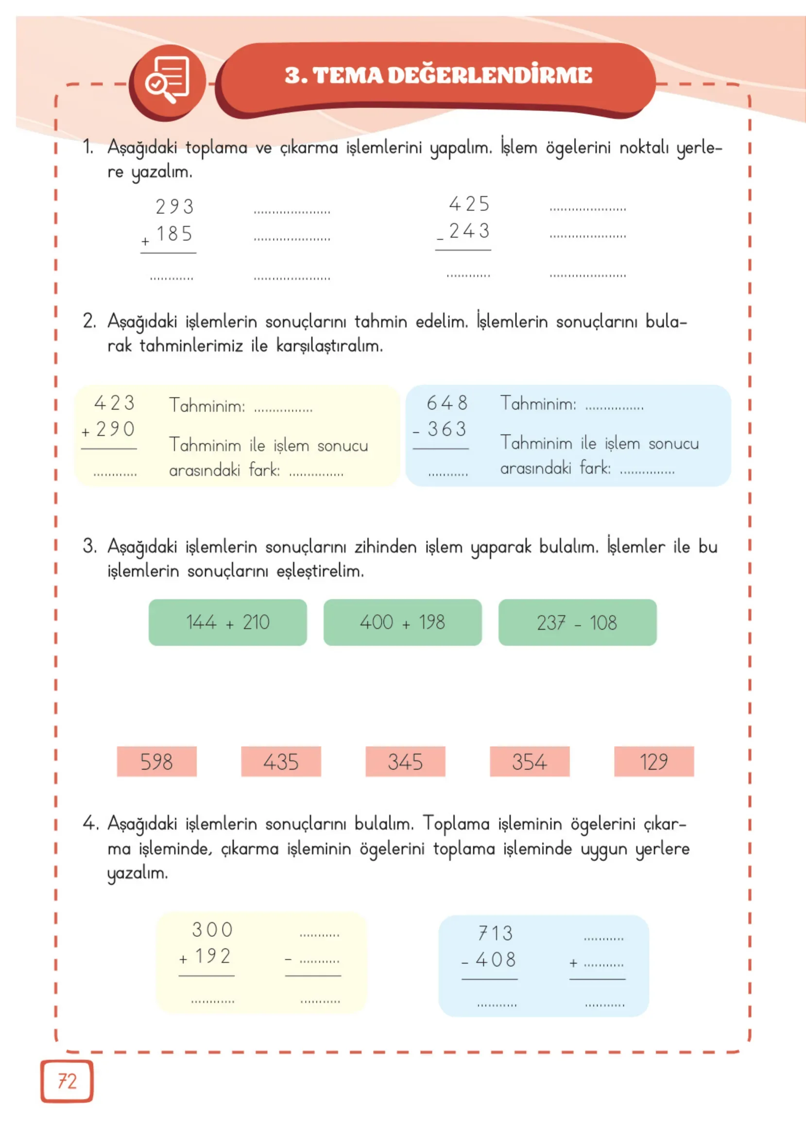 3. Sınıf Matematik Ders Kitabı Cevapları Meb Yayınları 2. Kitap Sayfa 72
