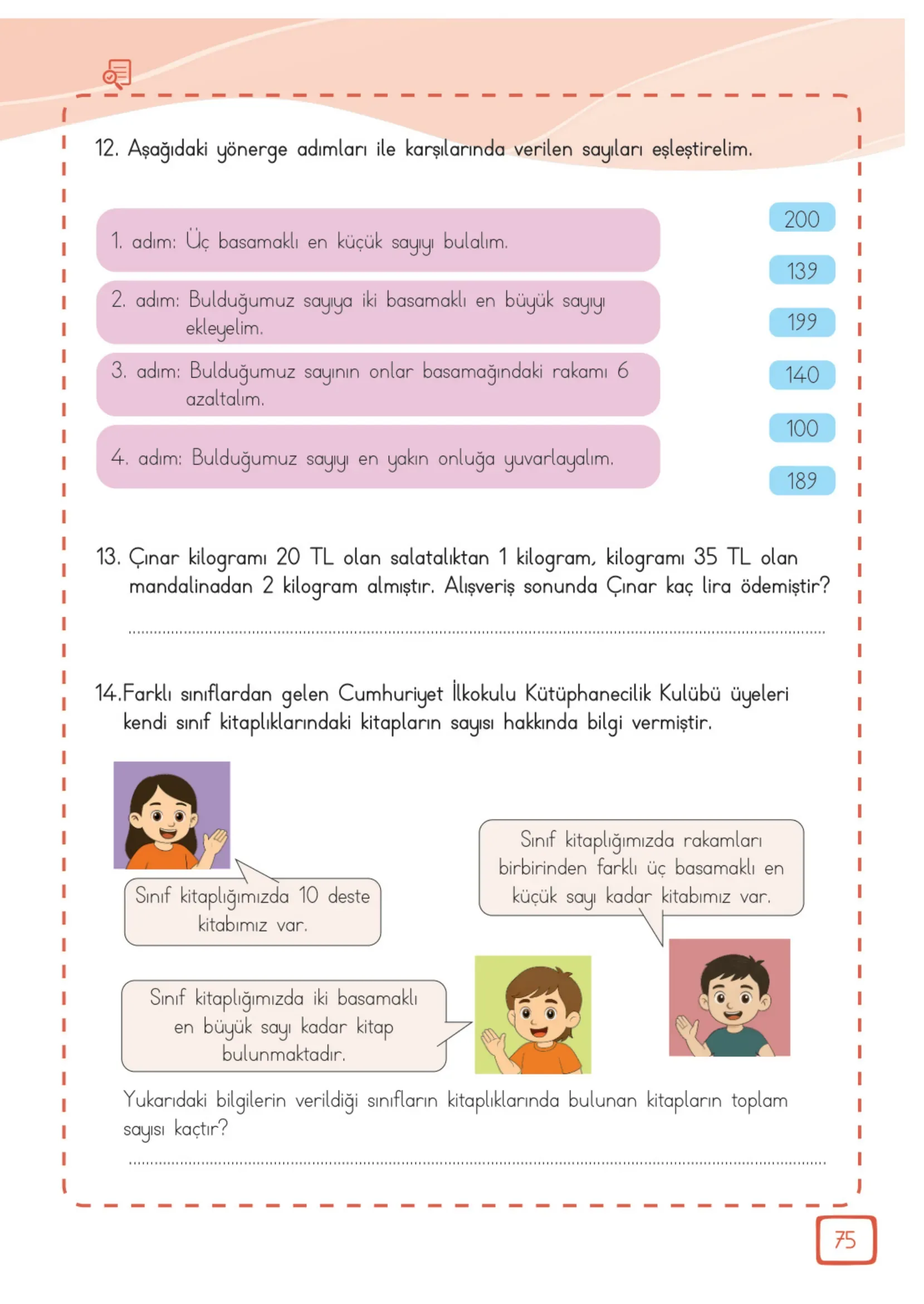 3. Sınıf Matematik Ders Kitabı Cevapları Meb Yayınları 2. Kitap Sayfa 75