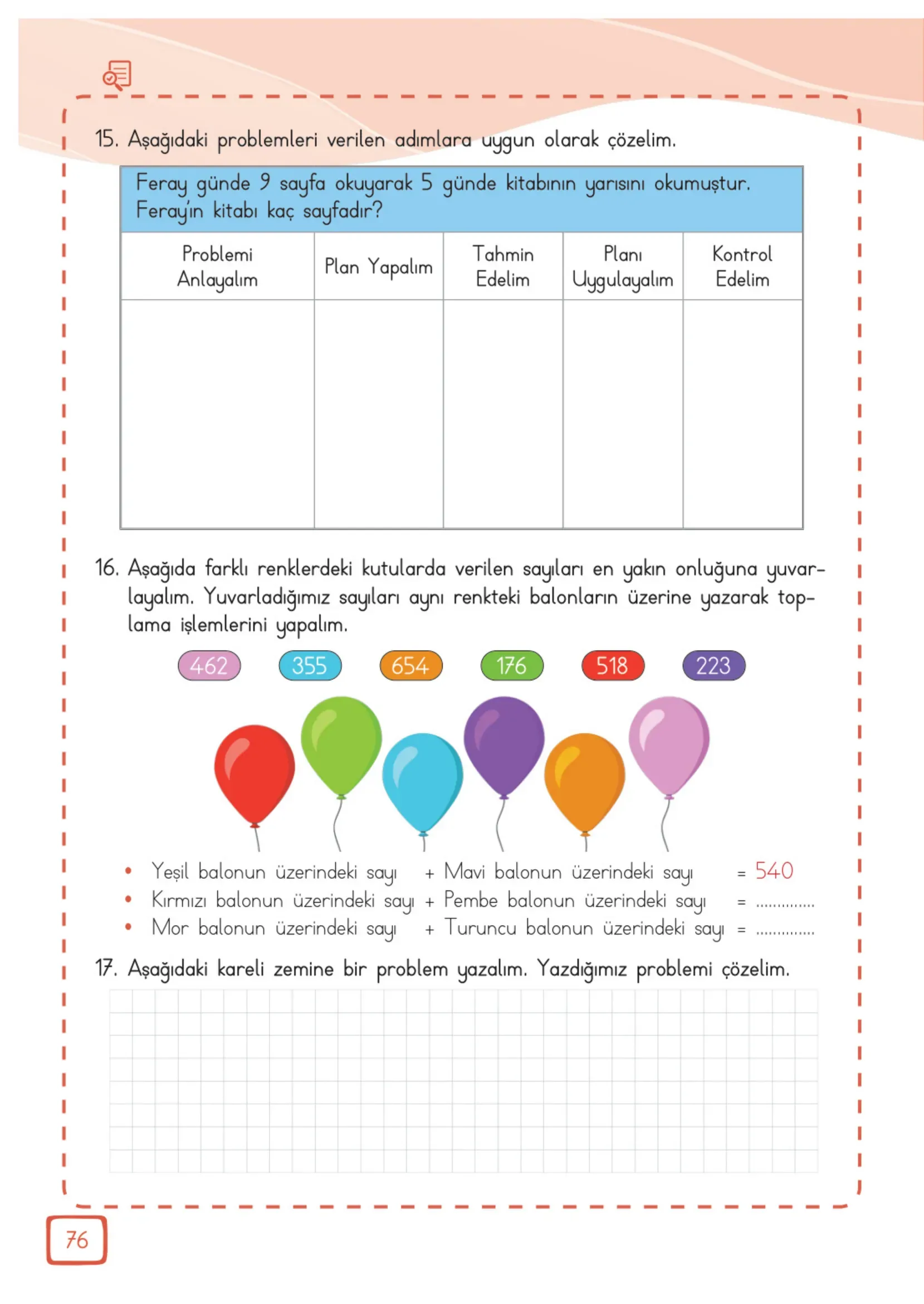 3. Sınıf Matematik Ders Kitabı Cevapları Meb Yayınları 2. Kitap Sayfa 76