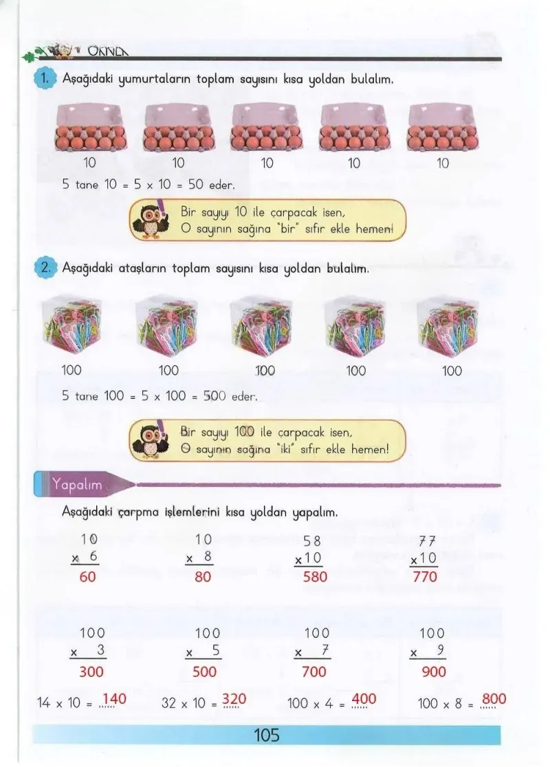 3. Sınıf Matematik Ders Kitabı Cevapları Meb Yayınları Sayfa 105 Çözüm Görseli