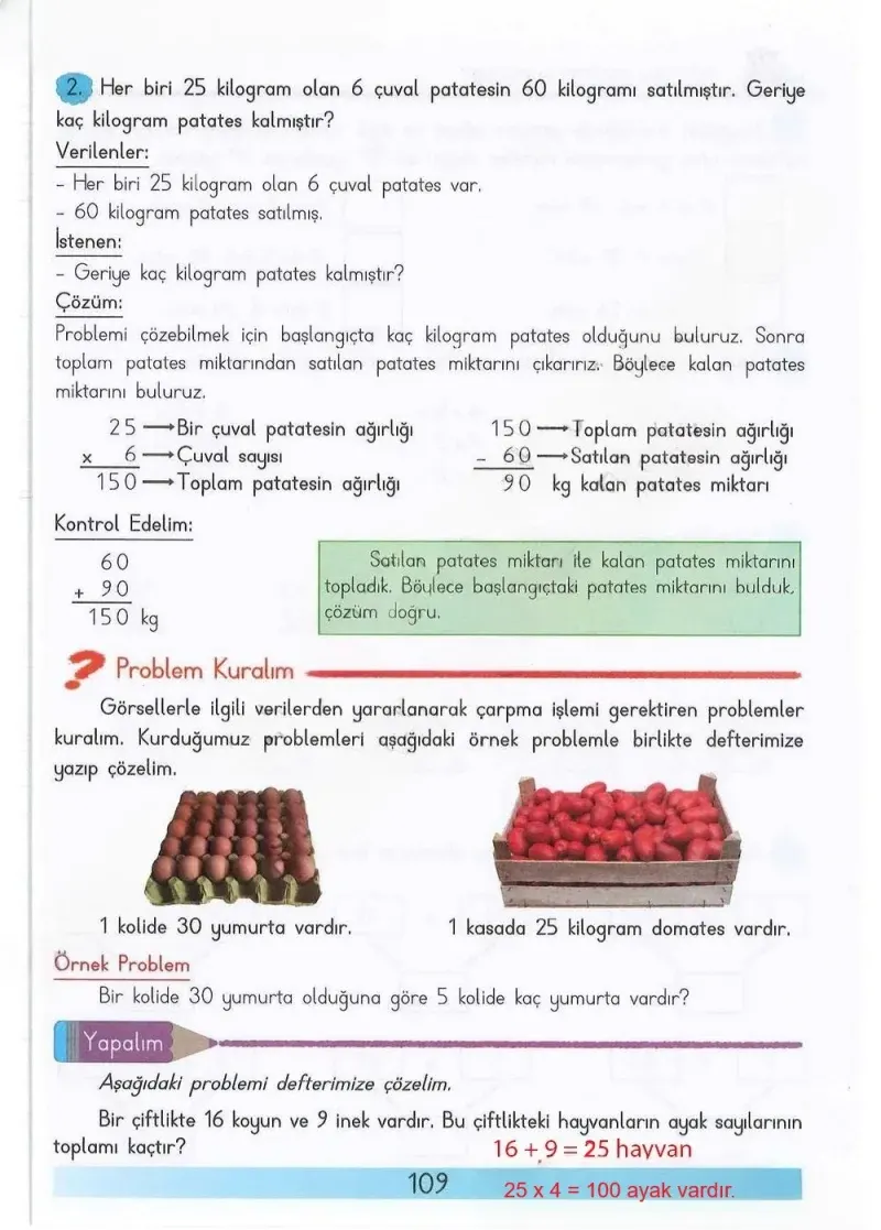 3. Sınıf Matematik Ders Kitabı Cevapları Meb Yayınları Sayfa 109 Çözüm Görseli