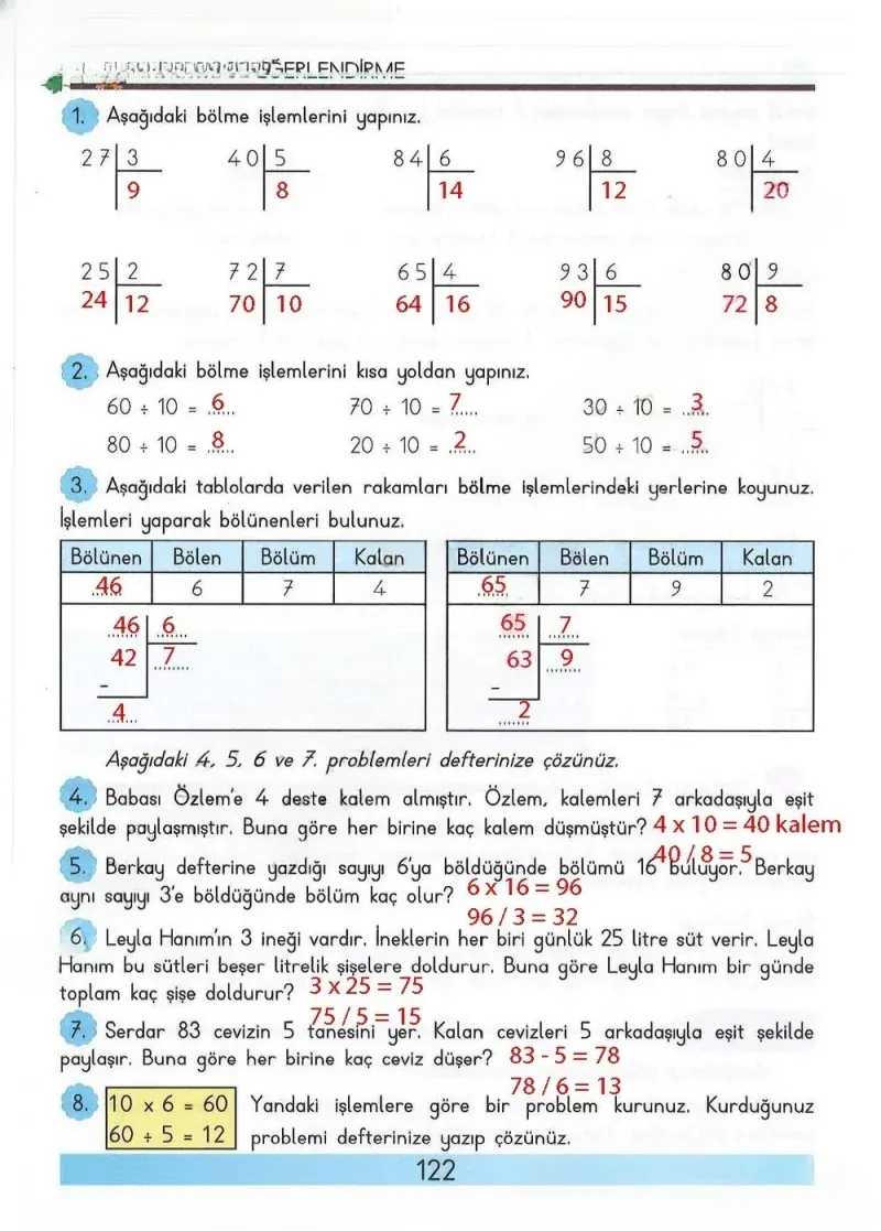 3. Sınıf Matematik Ders Kitabı Cevapları Meb Yayınları Sayfa 122 Çözüm Görseli
