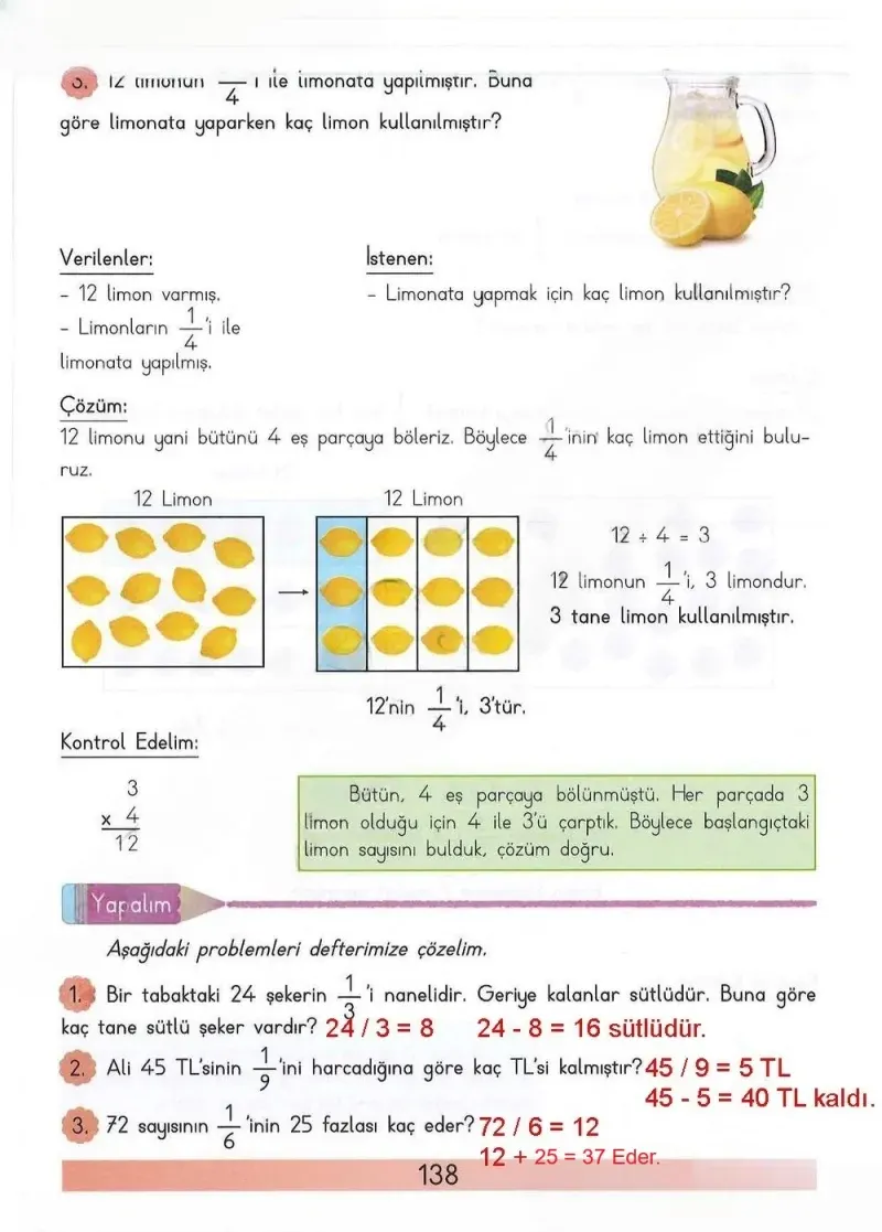 3. Sınıf Matematik Ders Kitabı Cevapları Meb Yayınları Sayfa 138 Çözüm Görseli