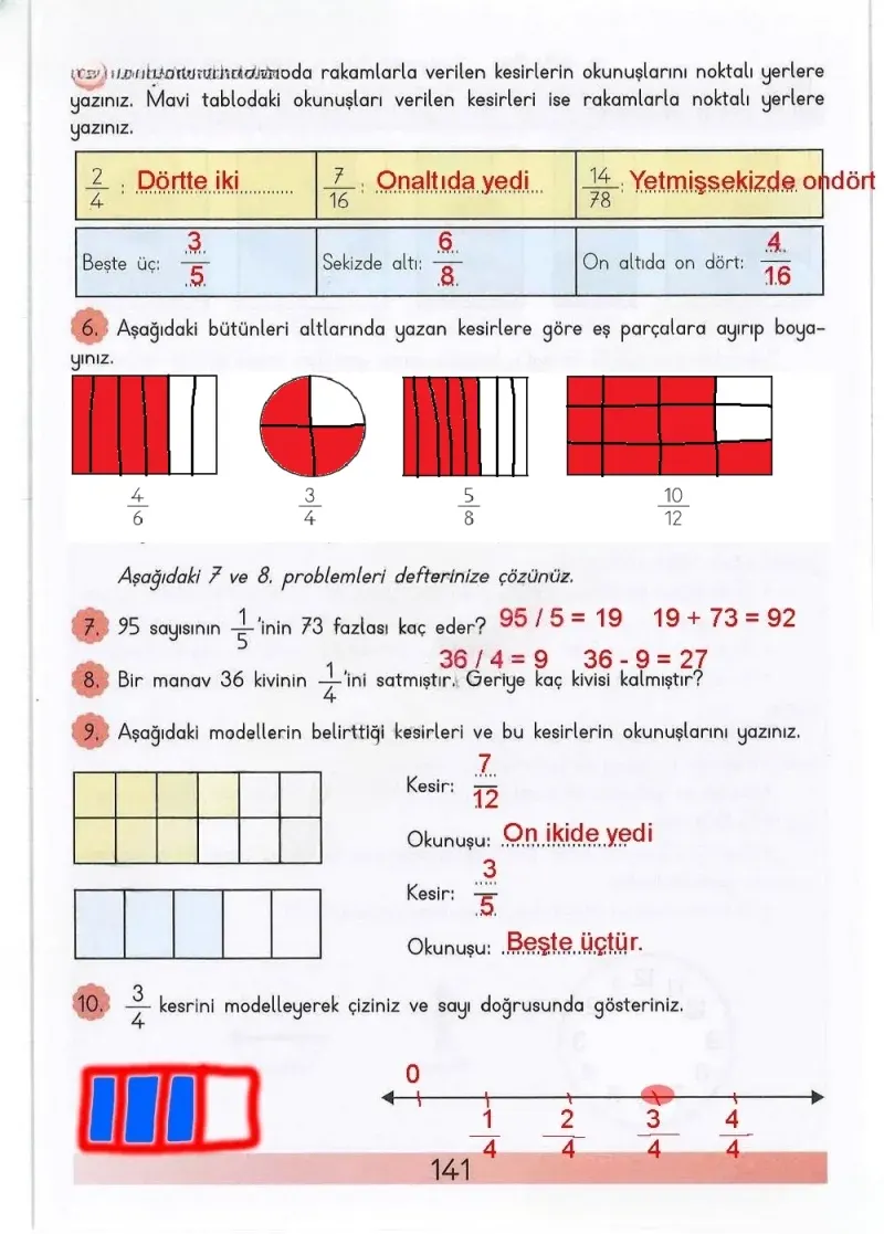 3. Sınıf Matematik Ders Kitabı Cevapları Meb Yayınları Sayfa 141 Çözüm Görseli