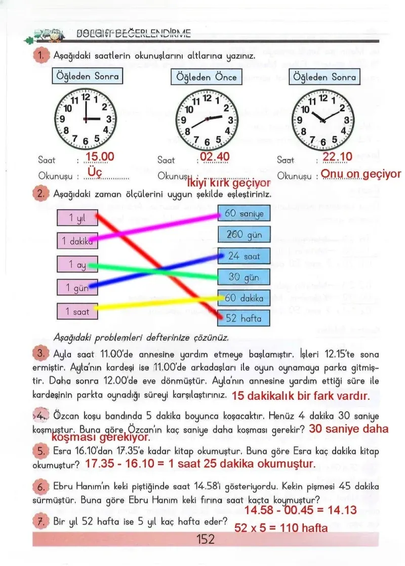 3. Sınıf Matematik Ders Kitabı Cevapları Meb Yayınları Sayfa 152 Çözüm Görseli