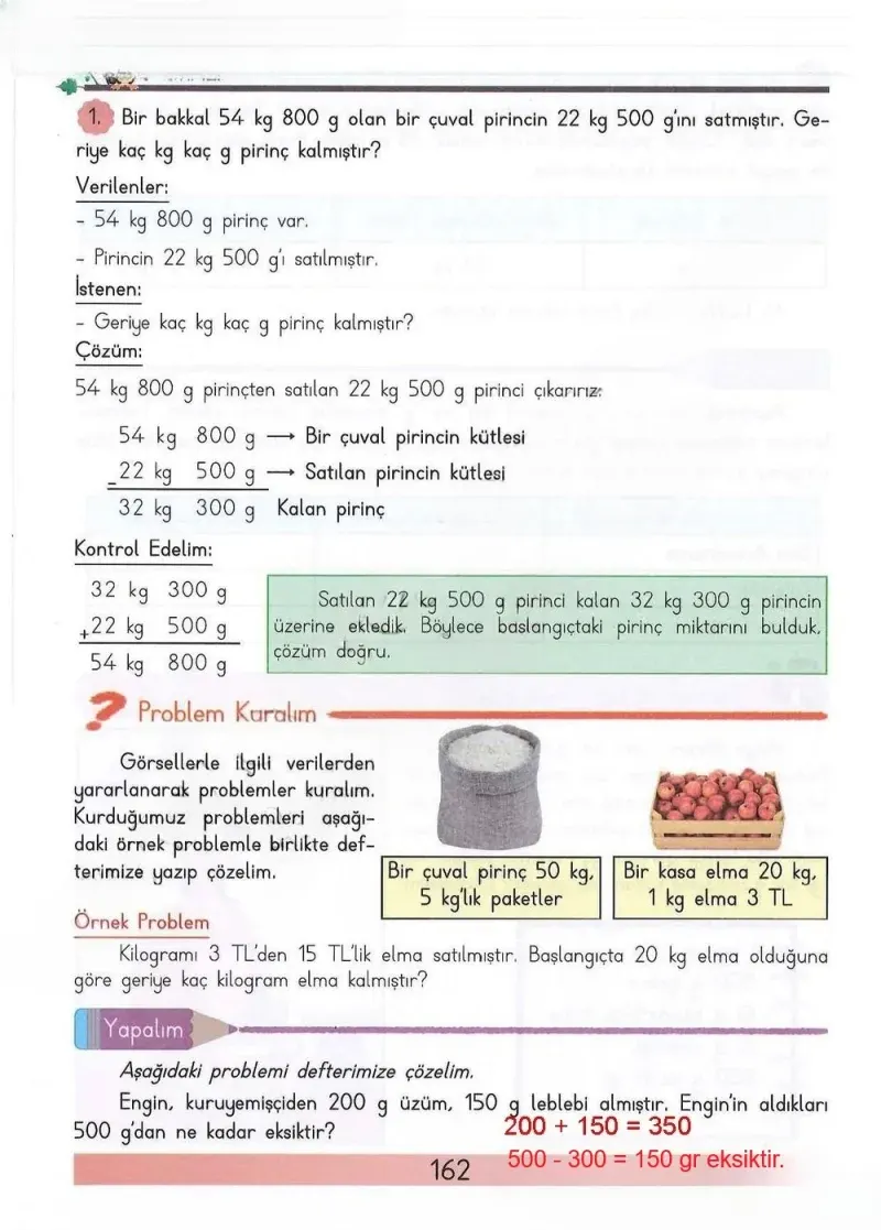 3. Sınıf Matematik Ders Kitabı Cevapları Meb Yayınları Sayfa 162 Çözüm Görseli
