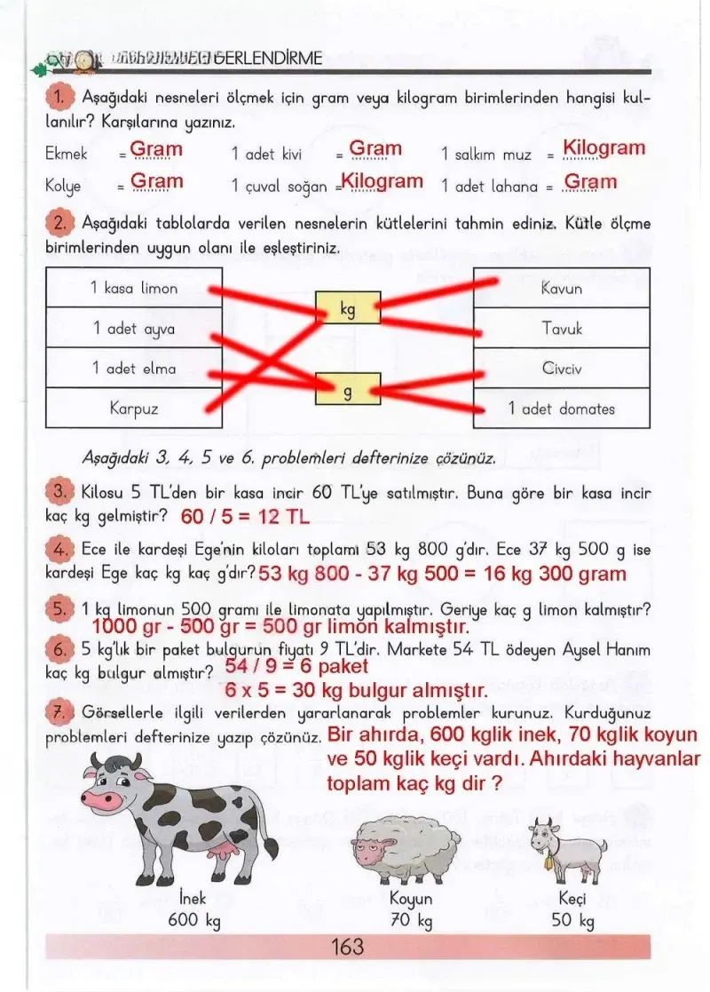 3. Sınıf Matematik Ders Kitabı Cevapları Meb Yayınları Sayfa 163 Çözüm Görseli