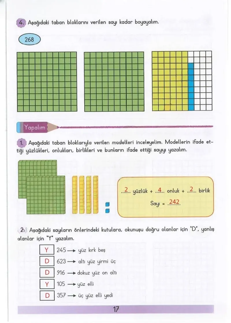3. Sınıf Matematik Ders Kitabı Cevapları Meb Yayınları Sayfa 17 Çözüm Görseli
