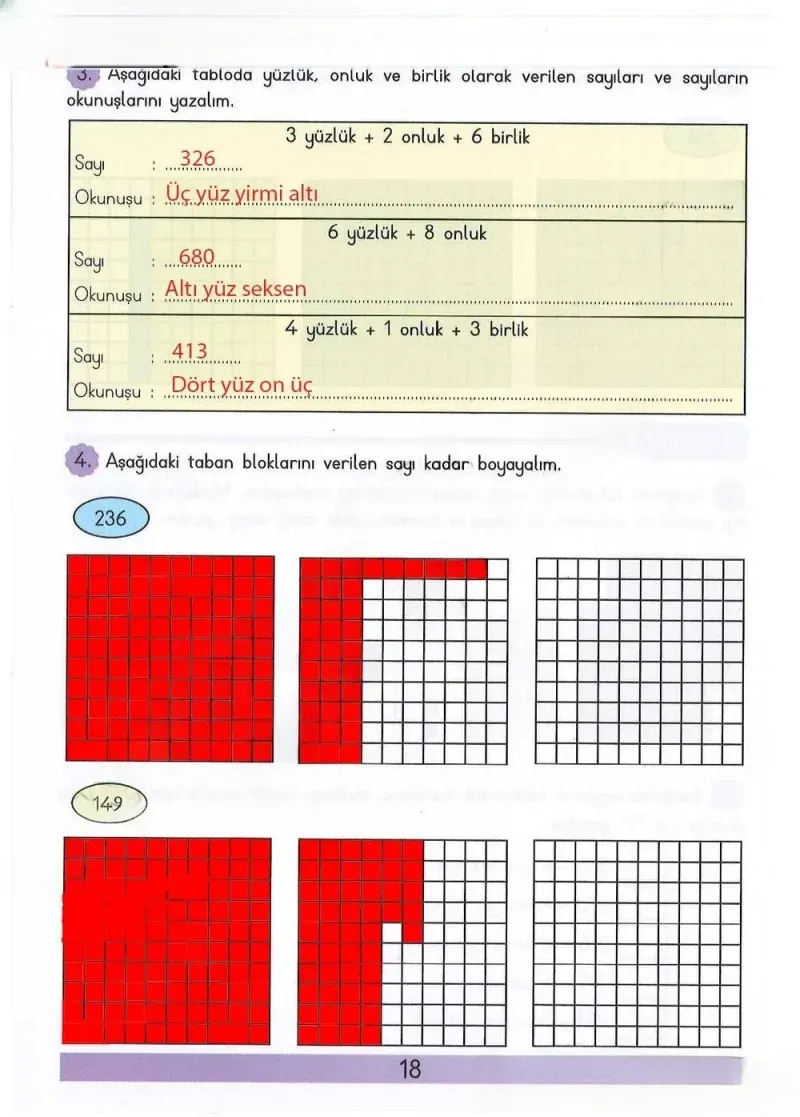 3. Sınıf Matematik Ders Kitabı Cevapları Meb Yayınları Sayfa 18 Çözüm Görseli