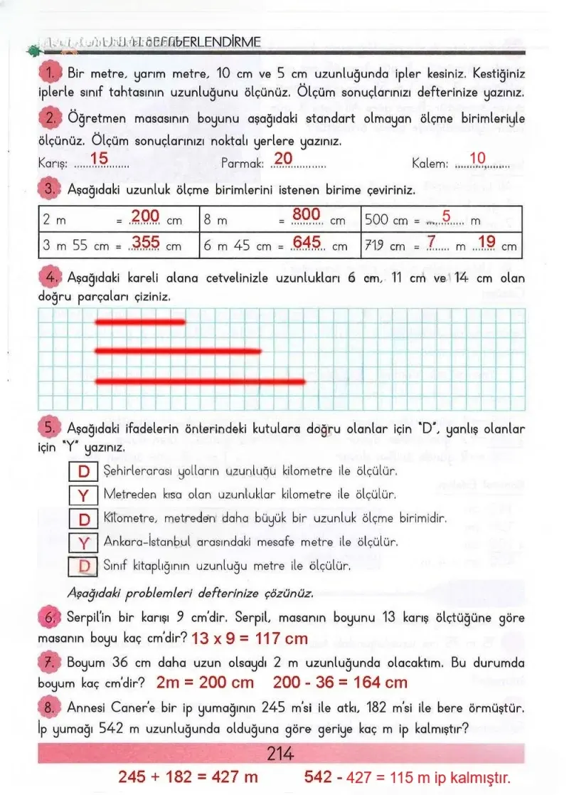 3. Sınıf Matematik Ders Kitabı Cevapları Meb Yayınları Sayfa 214 Çözüm Görseli