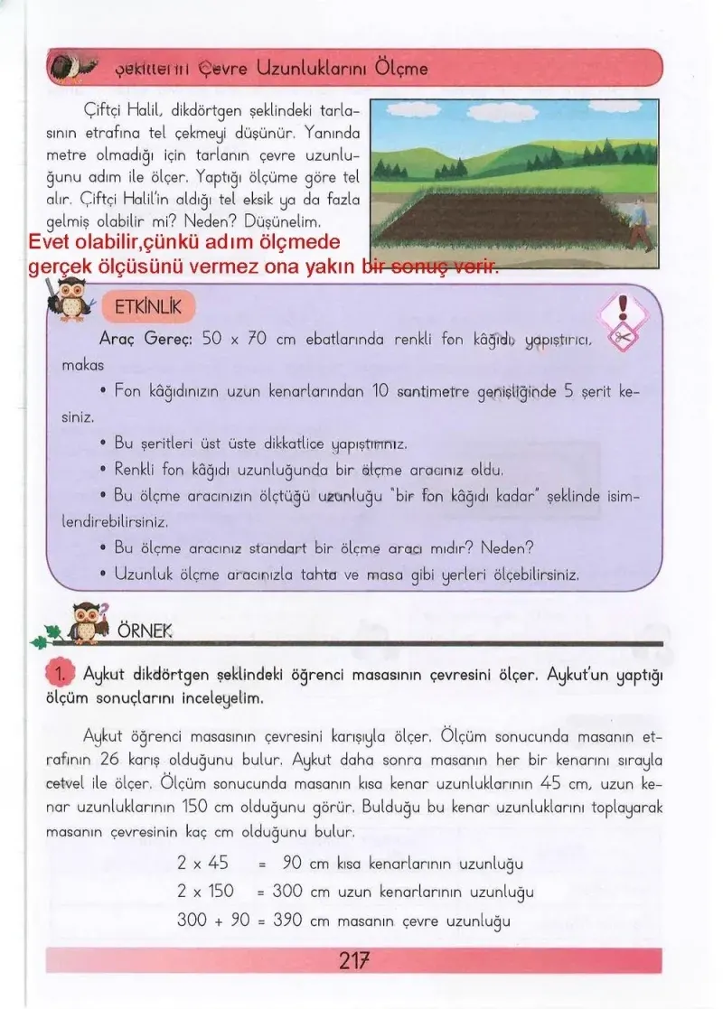 3. Sınıf Matematik Ders Kitabı Cevapları Meb Yayınları Sayfa 217 Çözüm Görseli