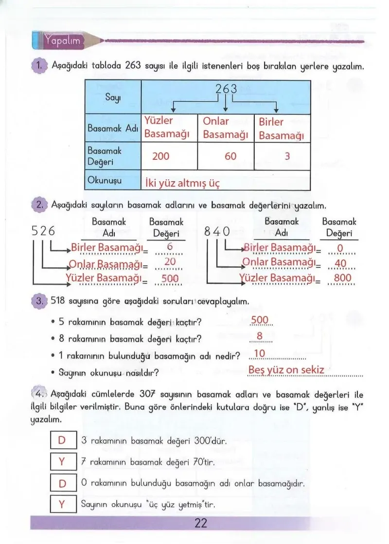 3. Sınıf Matematik Ders Kitabı Cevapları Meb Yayınları Sayfa 22 Çözüm Görseli