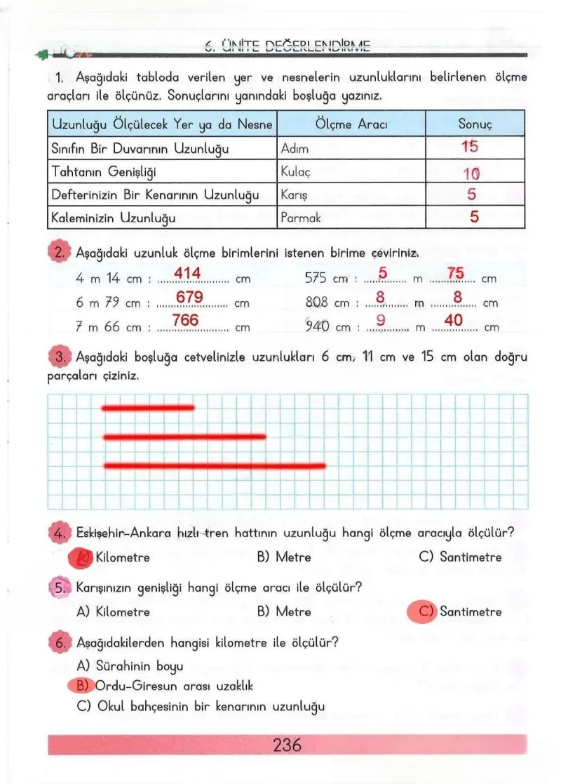 3. Sınıf Matematik Ders Kitabı Cevapları Meb Yayınları Sayfa 236 Çözüm Görseli