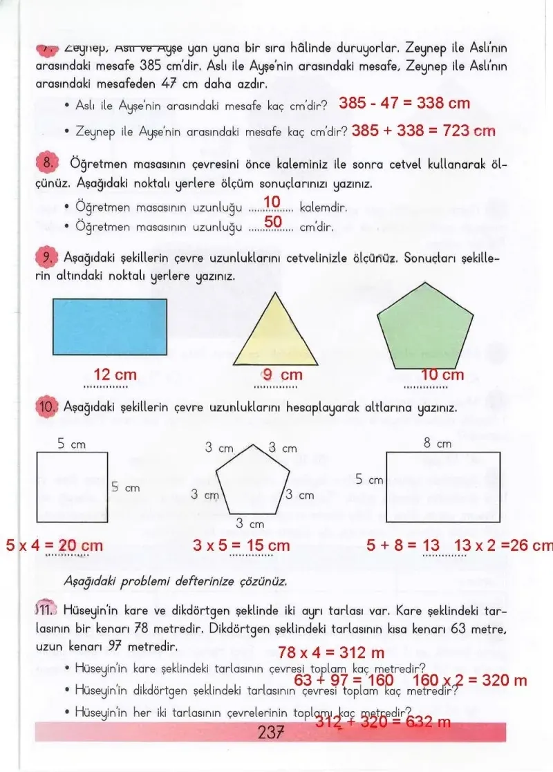 3. Sınıf Matematik Ders Kitabı Cevapları Meb Yayınları Sayfa 237 Çözüm Görseli