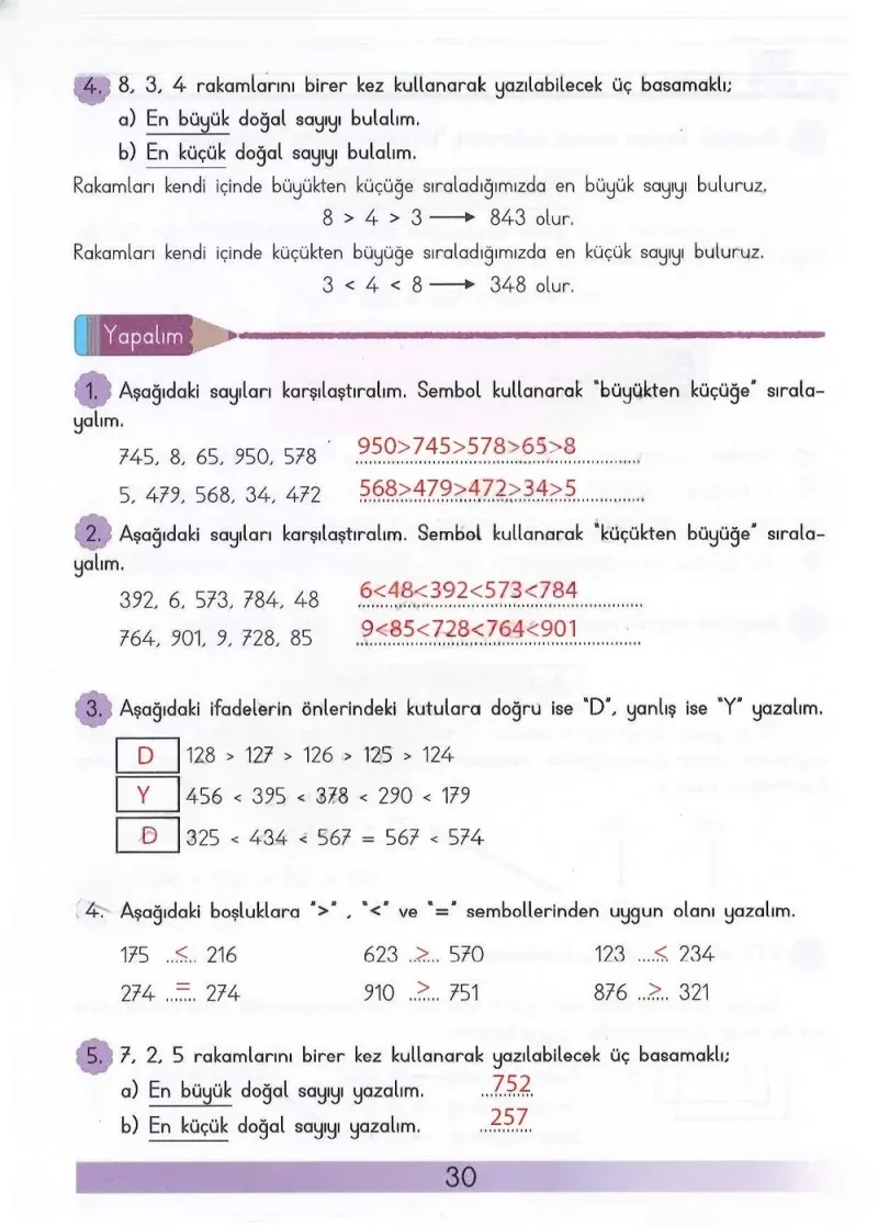 3. Sınıf Matematik Ders Kitabı Cevapları Meb Yayınları Sayfa 30 Çözüm Görseli