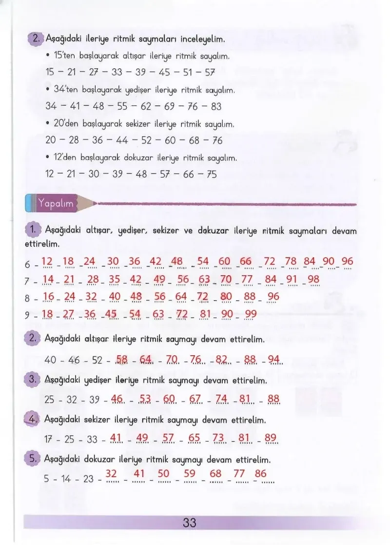 3. Sınıf Matematik Ders Kitabı Cevapları Meb Yayınları Sayfa 33 Çözüm Görseli