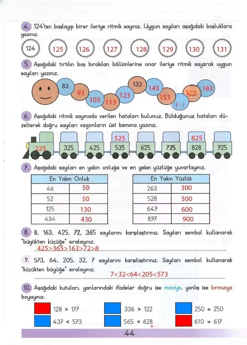 3. Sınıf Matematik Ders Kitabı Cevapları Meb Yayınları Sayfa 44 Çözüm Görseli