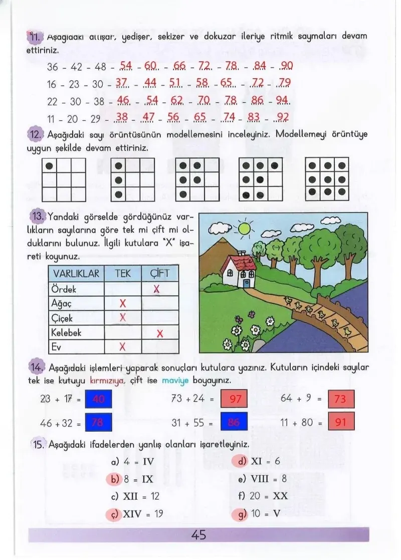 3. Sınıf Matematik Ders Kitabı Cevapları Meb Yayınları Sayfa 45 Çözüm Görseli