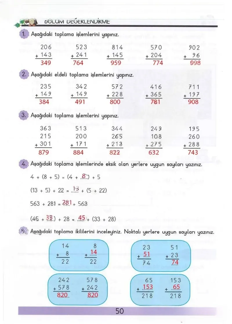 3. Sınıf Matematik Ders Kitabı Cevapları Meb Yayınları Sayfa 50 Çözüm Görseli