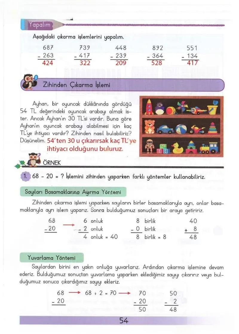 3. Sınıf Matematik Ders Kitabı Cevapları Meb Yayınları Sayfa 54 Çözüm Görseli