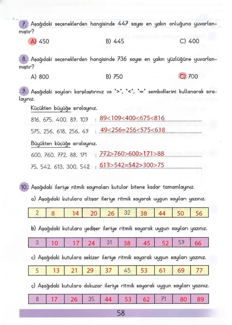 3. Sınıf Matematik Ders Kitabı Cevapları Meb Yayınları Sayfa 58 Çözüm Görseli