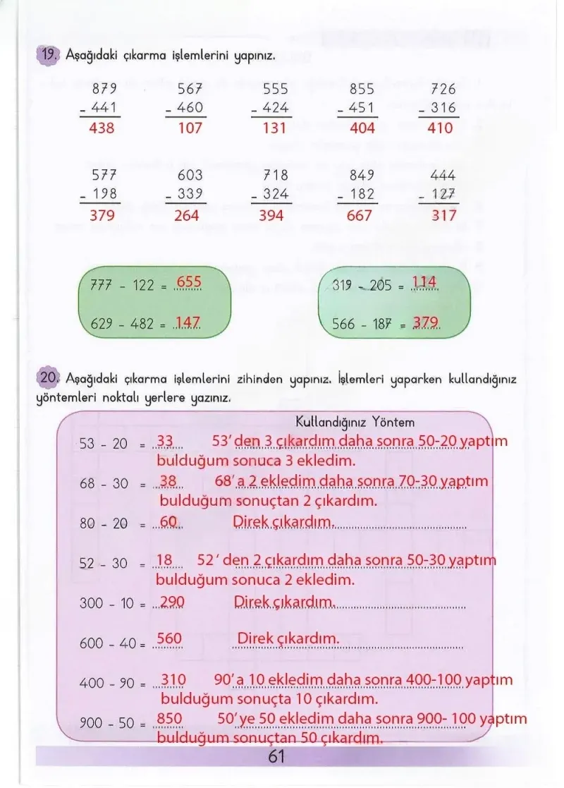 3. Sınıf Matematik Ders Kitabı Cevapları Meb Yayınları Sayfa 61 Çözüm Görseli