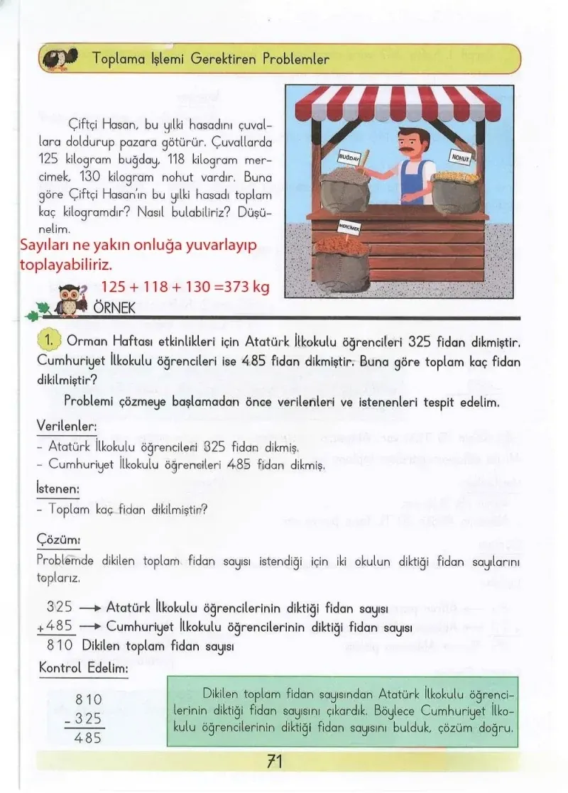 3. Sınıf Matematik Ders Kitabı Cevapları Meb Yayınları Sayfa 71 Çözüm Görseli