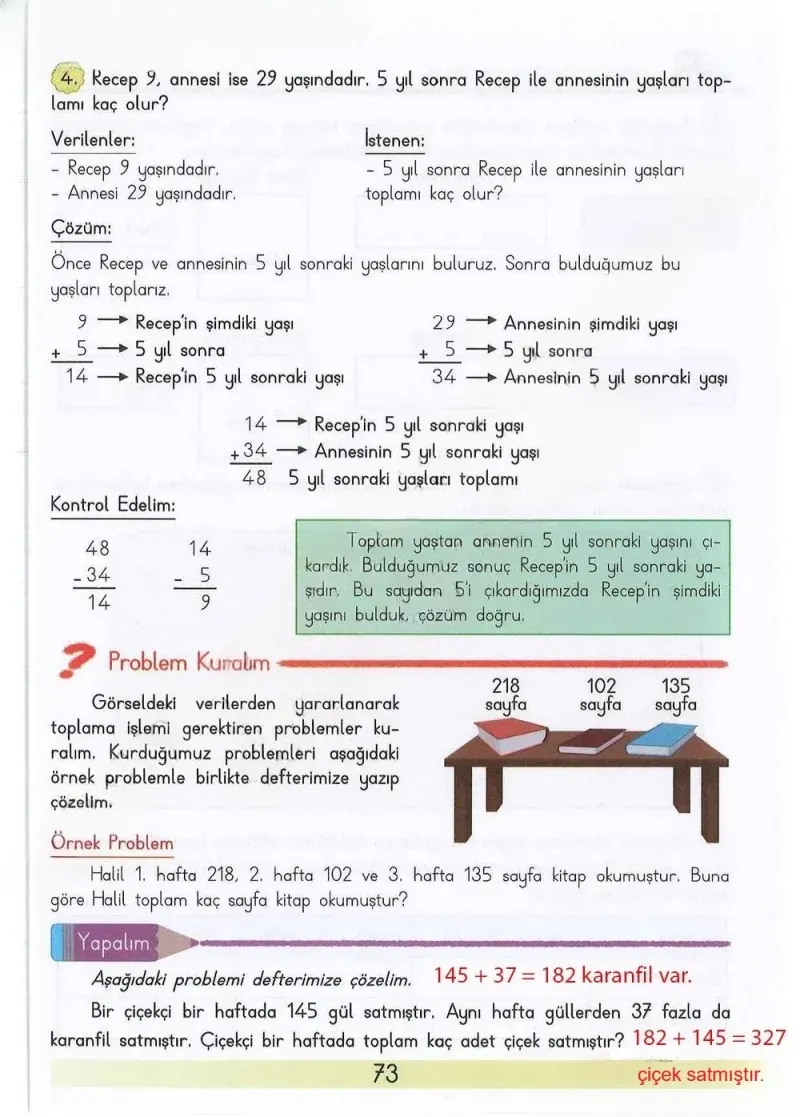 3. Sınıf Matematik Ders Kitabı Cevapları Meb Yayınları Sayfa 73 Çözüm Görseli