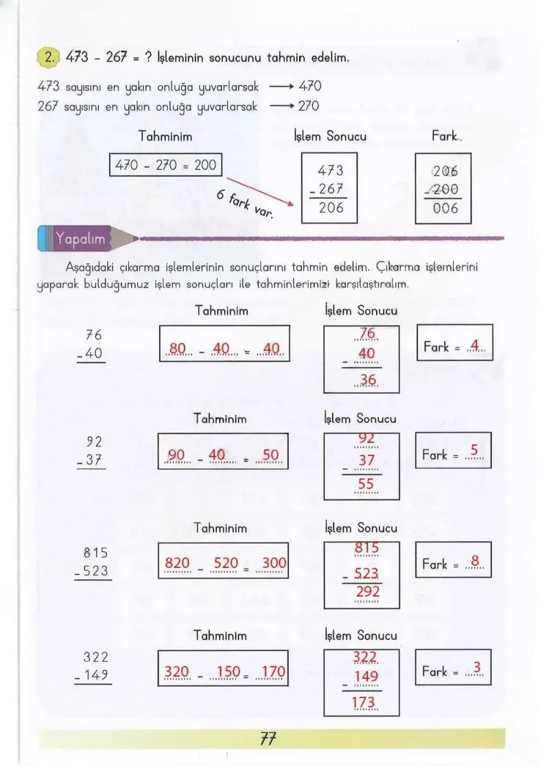 3. Sınıf Matematik Ders Kitabı Cevapları Meb Yayınları Sayfa 77 Çözüm Görseli