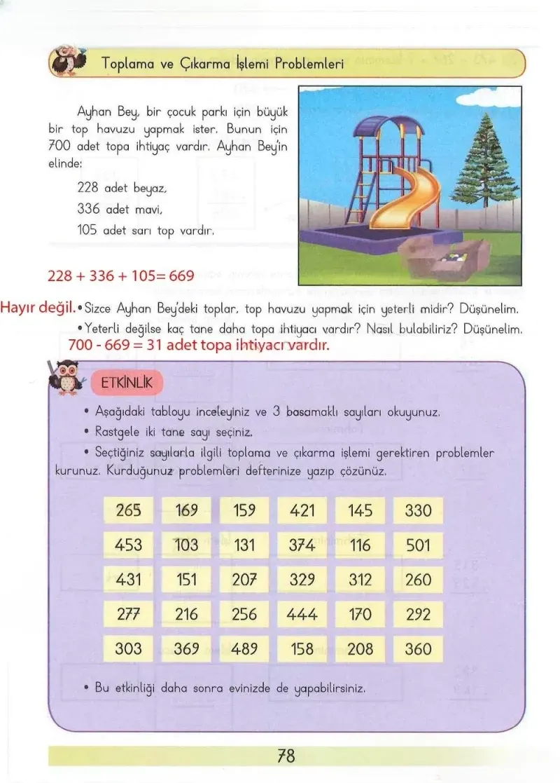 3. Sınıf Matematik Ders Kitabı Cevapları Meb Yayınları Sayfa 78 Çözüm Görseli