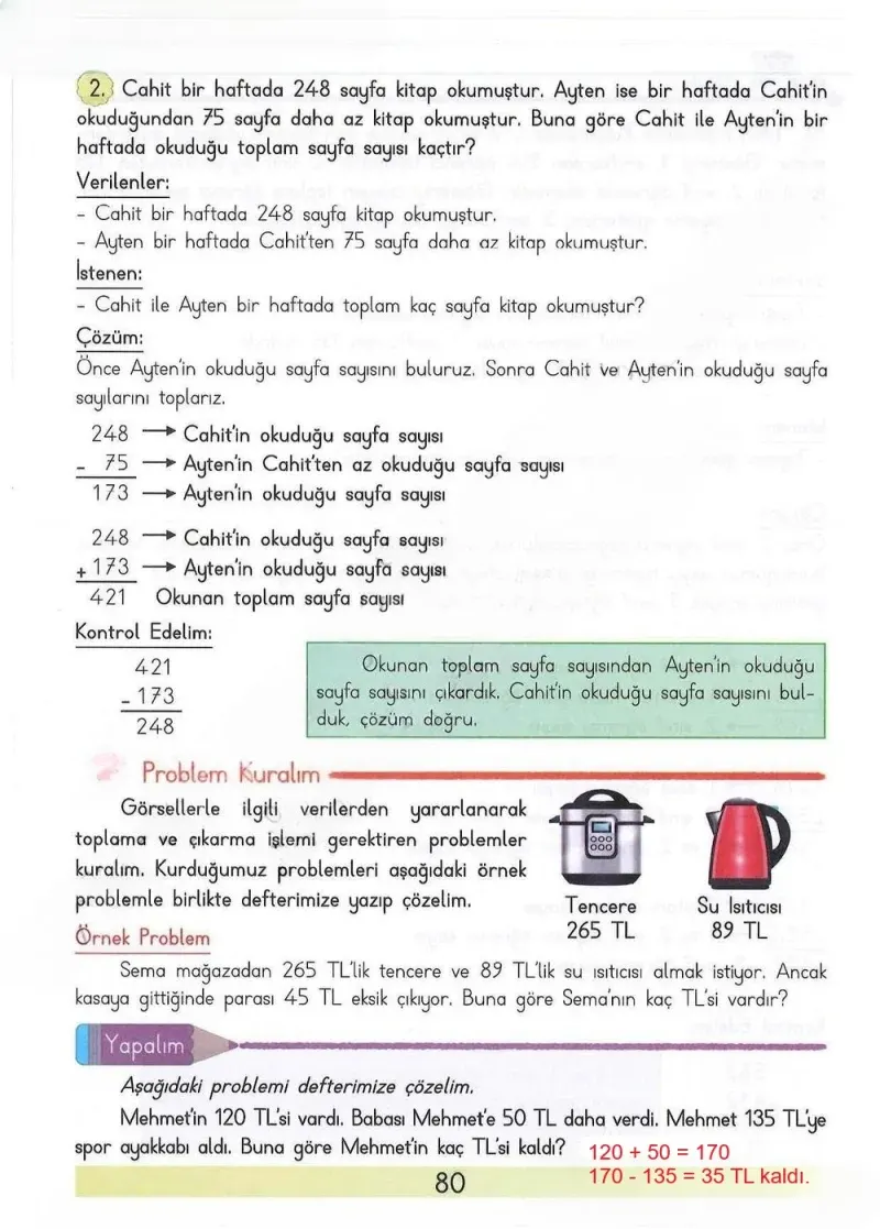 3. Sınıf Matematik Ders Kitabı Cevapları Meb Yayınları Sayfa 80 Çözüm Görseli