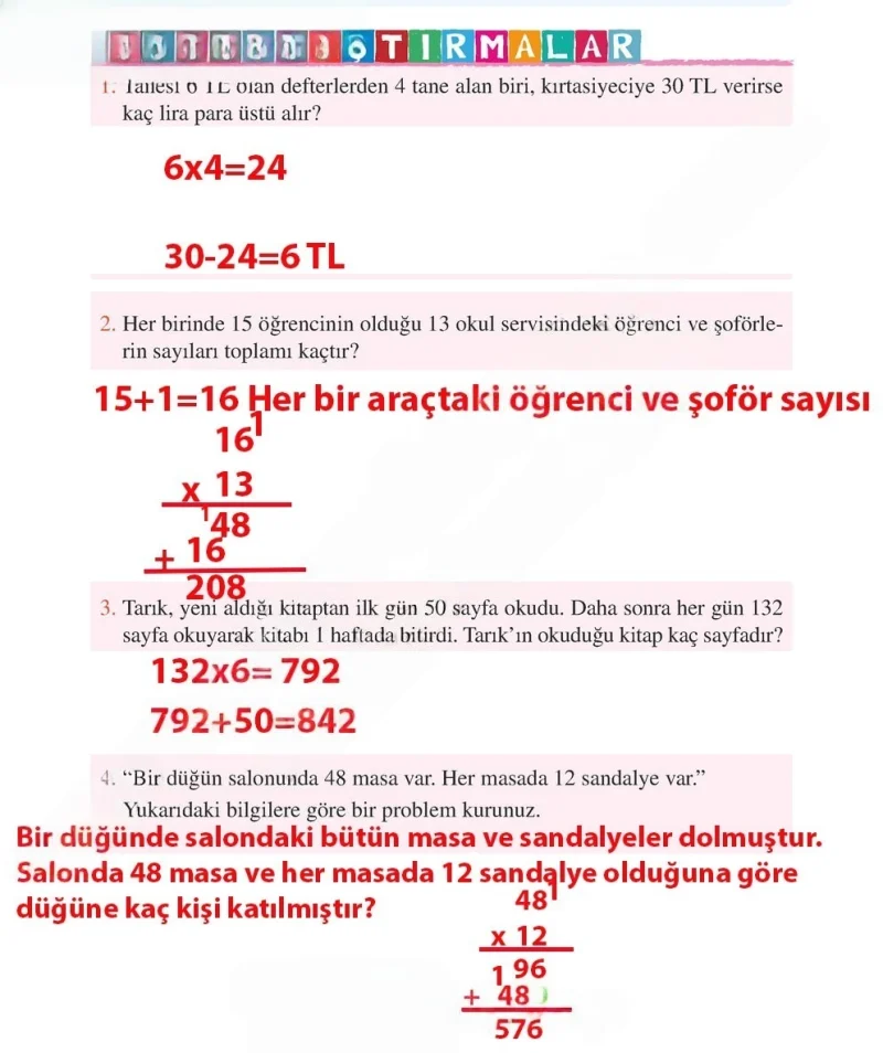 3. Sınıf Matematik Ders Kitabı Cevapları Tuna Matbacılık Yayınları Sayfa 113 Çözüm Görseli