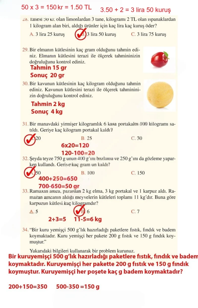 3. Sınıf Matematik Ders Kitabı Cevapları Tuna Matbacılık Yayınları Sayfa 178 Çözüm Görseli