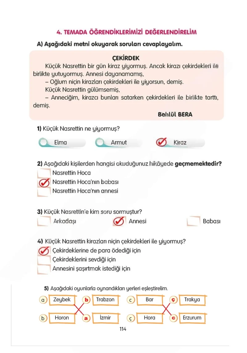 3. Sınıf Türkçe Ders Kitabı Cevapları Gizem Yayınları Sayfa 114 Çözüm Görseli