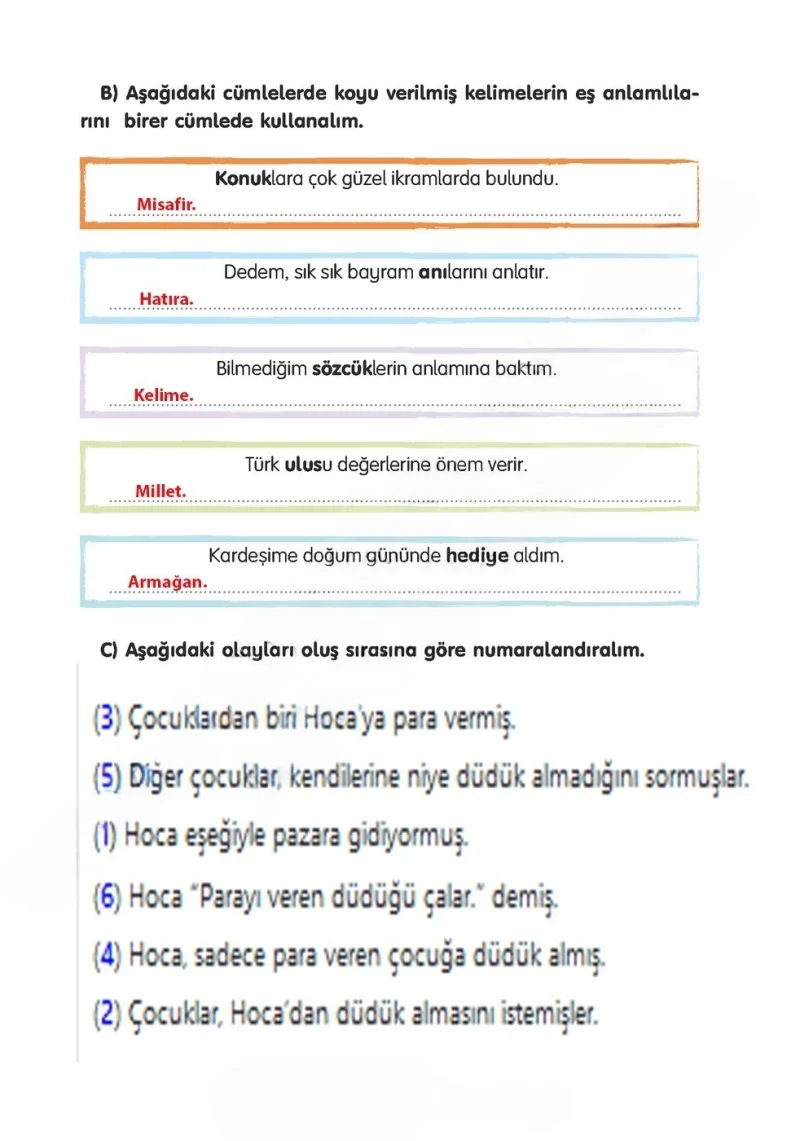 3. Sınıf Türkçe Ders Kitabı Cevapları Gizem Yayınları Sayfa 115 Çözüm Görseli