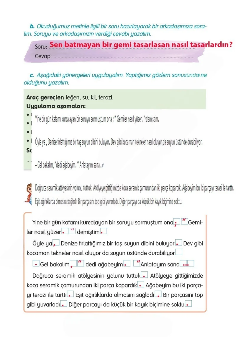 3. Sınıf Türkçe Ders Kitabı Cevapları Gizem Yayınları Sayfa 203 Çözüm Görseli