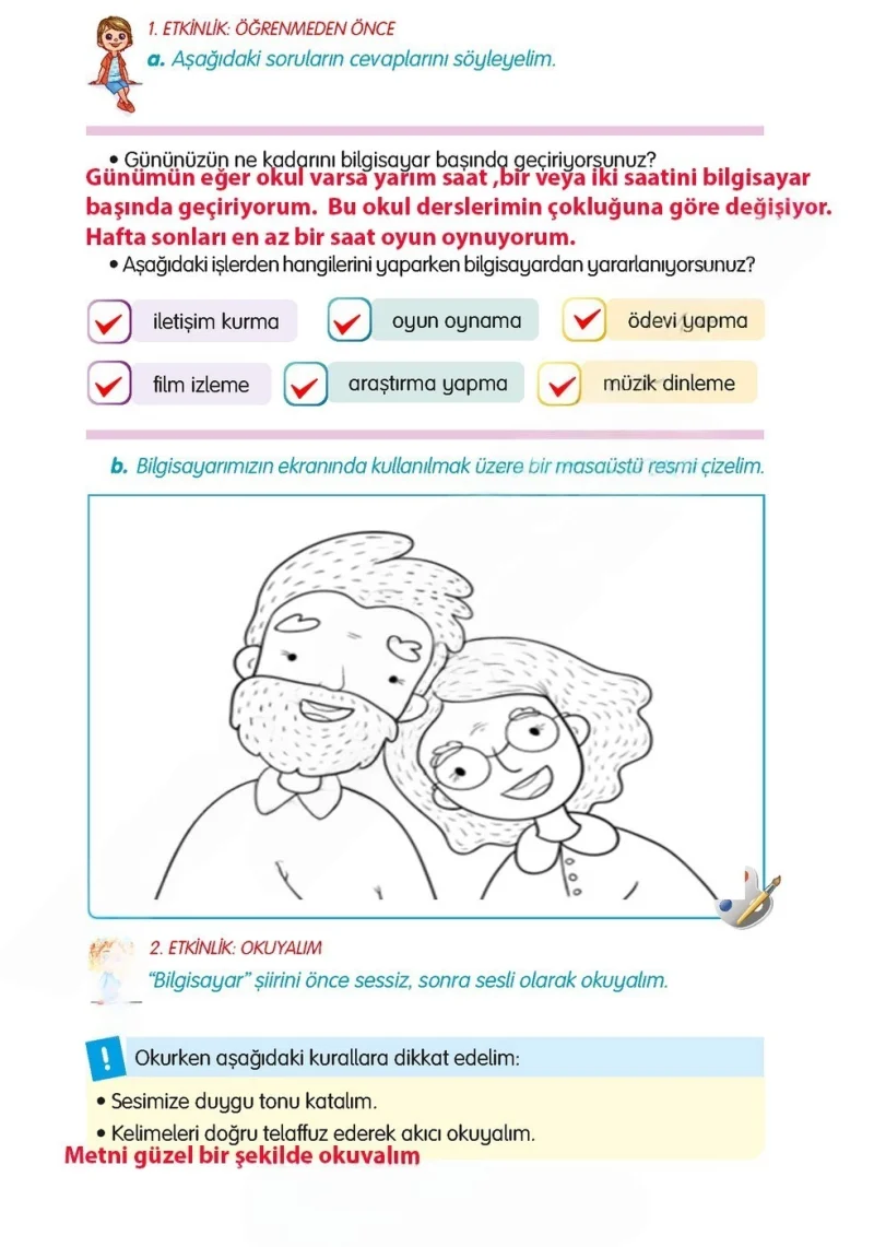 3. Sınıf Türkçe Ders Kitabı Cevapları Gizem Yayınları Sayfa 205 Çözüm Görseli