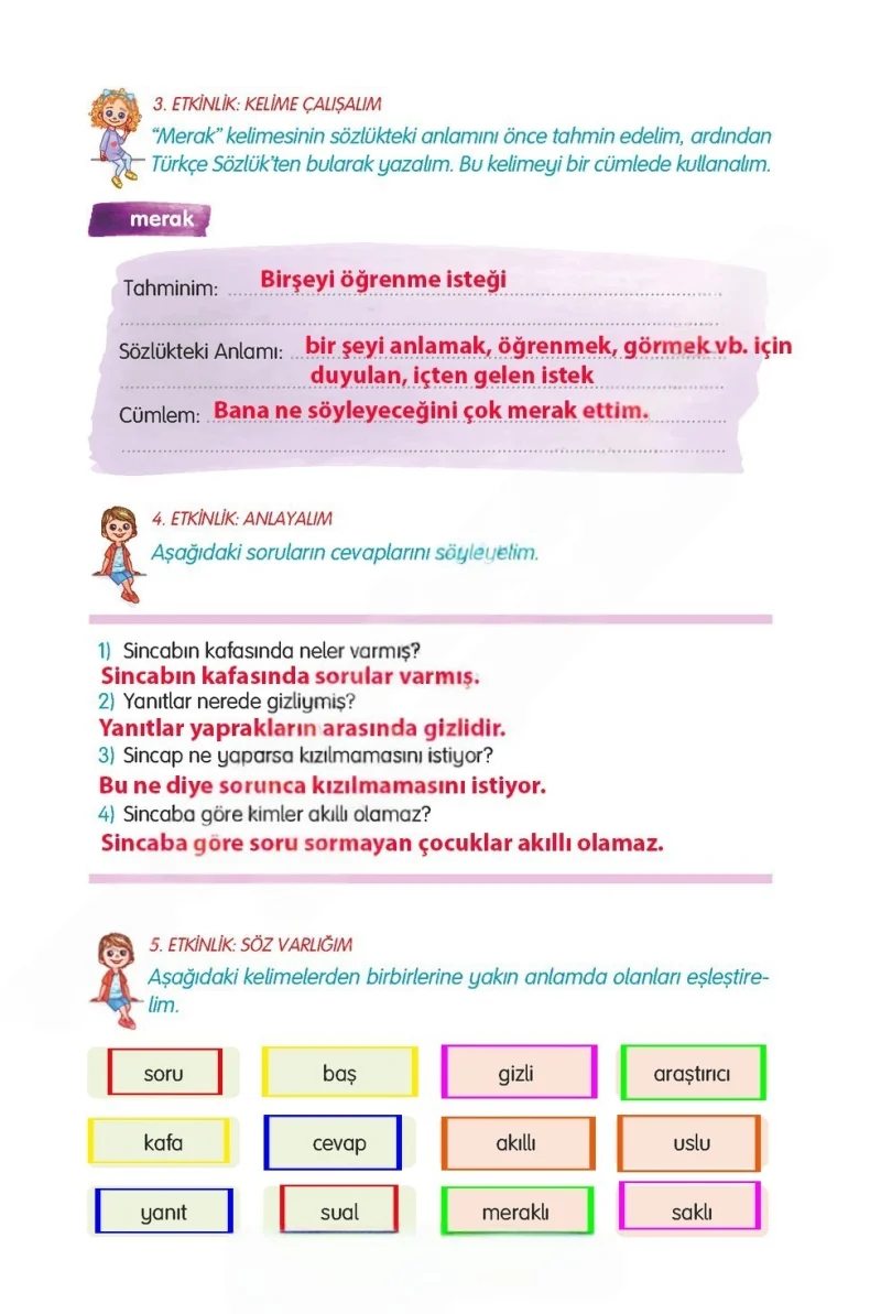 3. Sınıf Türkçe Ders Kitabı Cevapları Gizem Yayınları Sayfa 211 Çözüm Görseli
