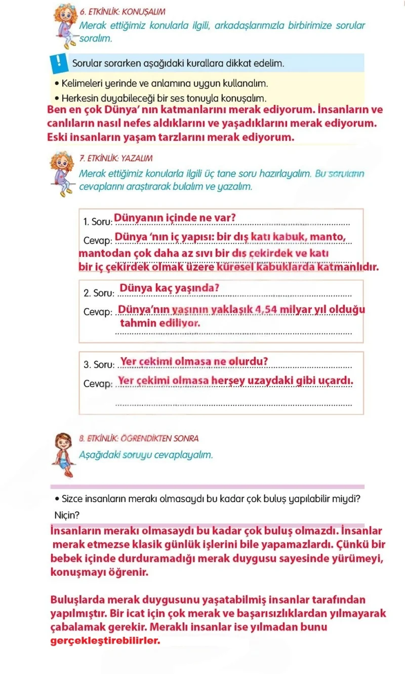 3. Sınıf Türkçe Ders Kitabı Cevapları Gizem Yayınları Sayfa 212 Çözüm Görseli