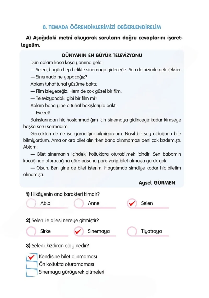 3. Sınıf Türkçe Ders Kitabı Cevapları Gizem Yayınları Sayfa 215 Çözüm Görseli