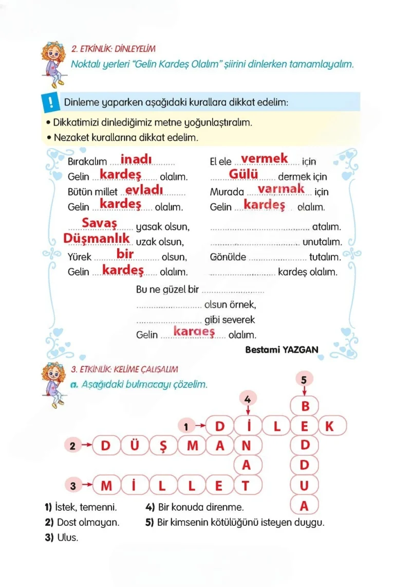 3. Sınıf Türkçe Ders Kitabı Cevapları Gizem Yayınları Sayfa 33 Çözüm Görseli
